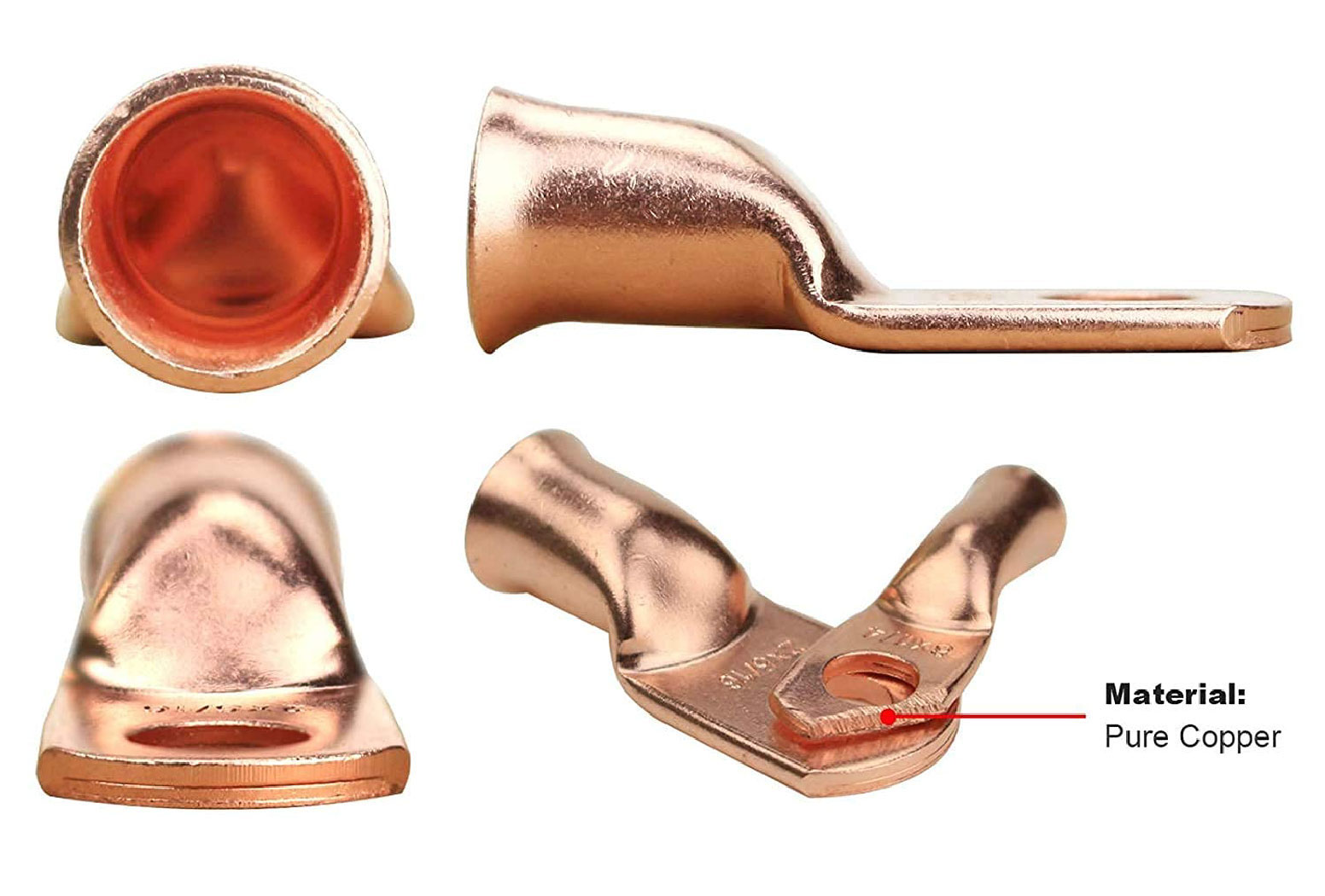 Heavy Duty Copper Ring Lugs 1/0 Awg With Heat Shrink Tubing