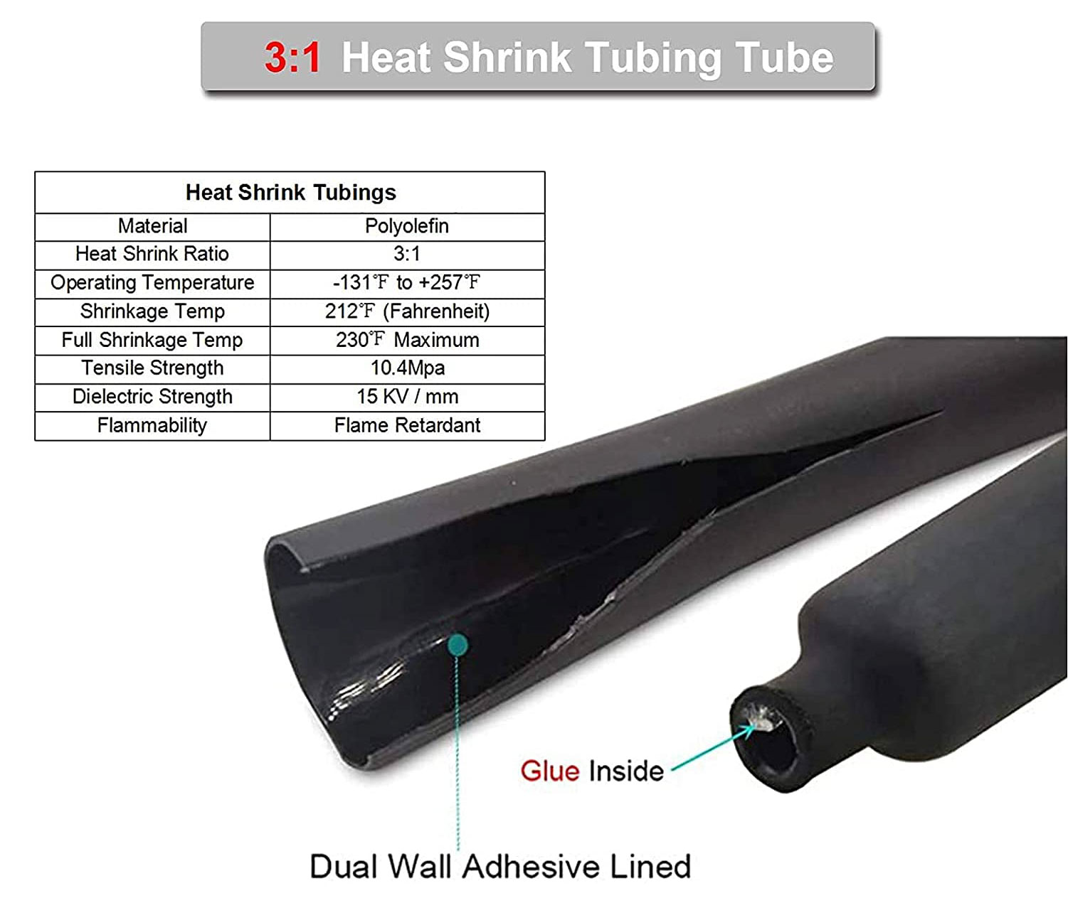 Heavy Duty Copper Ring Lugs 1/0 Awg With Heat Shrink Tubing