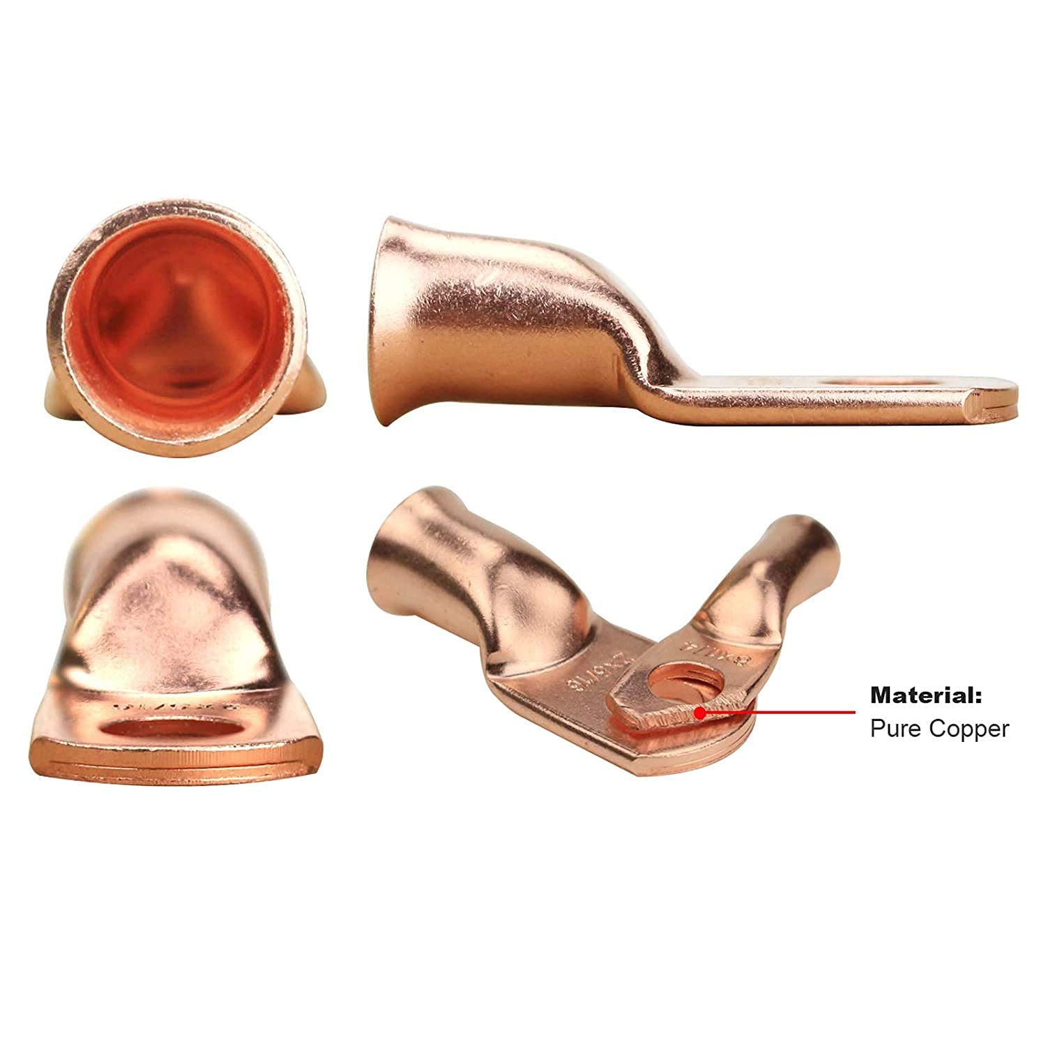 Heavy Duty Copper Ring Lugs 4 Awg With Heat Shrink Tubing