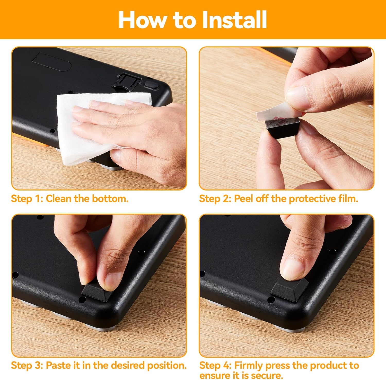Black Rubber Feet Self Adhesive Square Bumper Pads