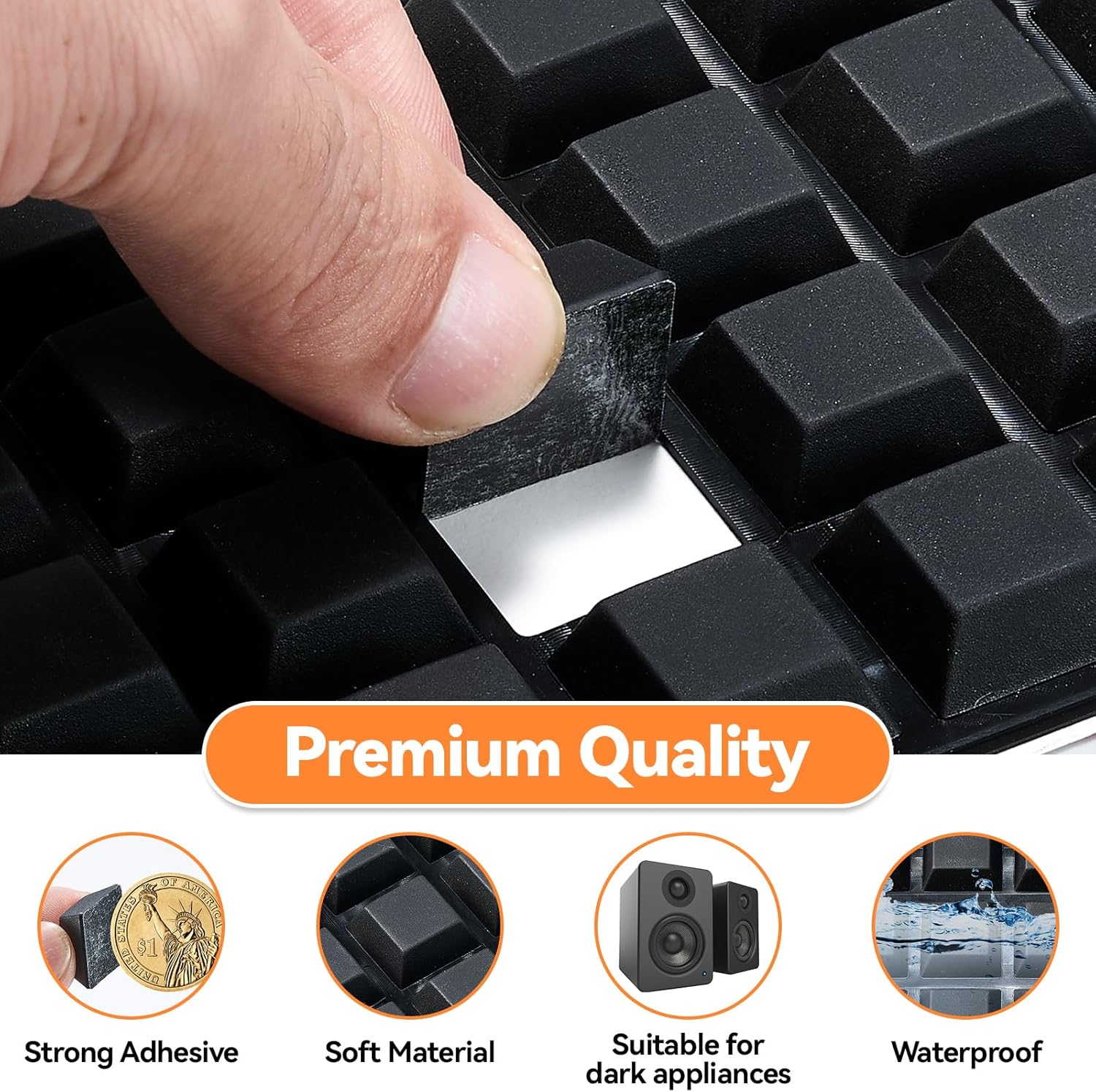 Black Rubber Feet Self Adhesive Square Bumper Pads