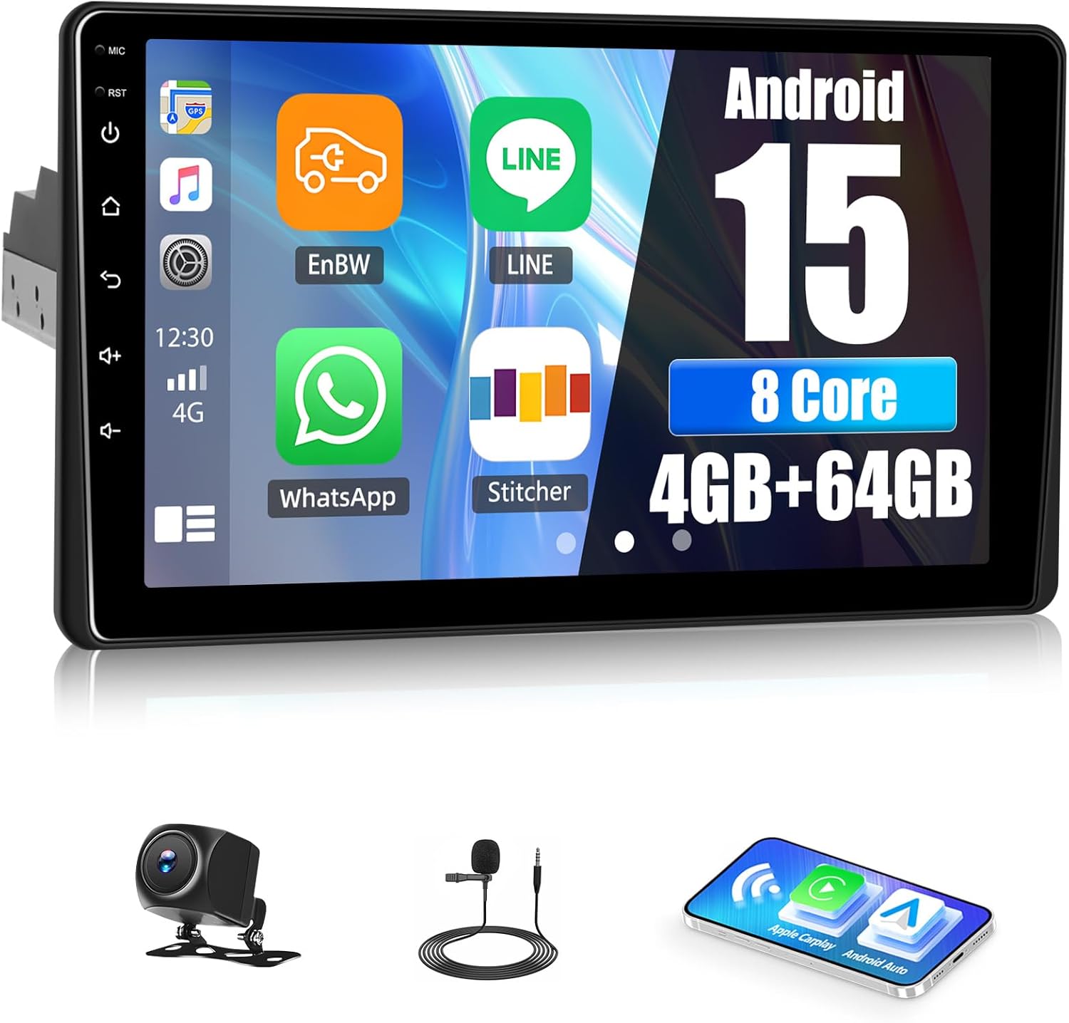9" Single Din Octa Core Android 15 Deck with 4gbs Ram + 64gbs Storage and Backup Camera