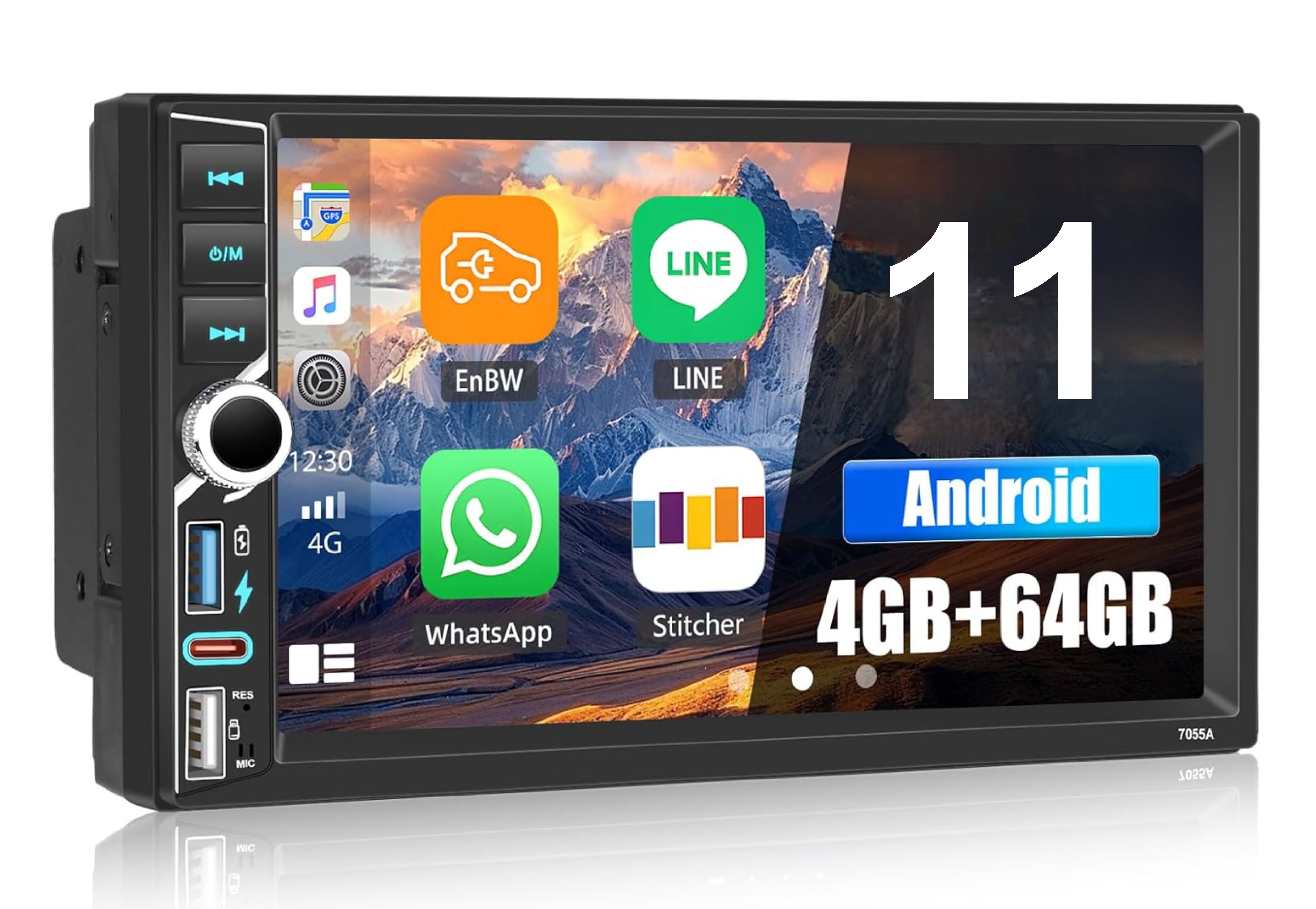 7" Double Din Quad Core Android 11 Deck with 4gbs Ram + 64gbs Storage, BT5.0, 4x50W and Backup Camera