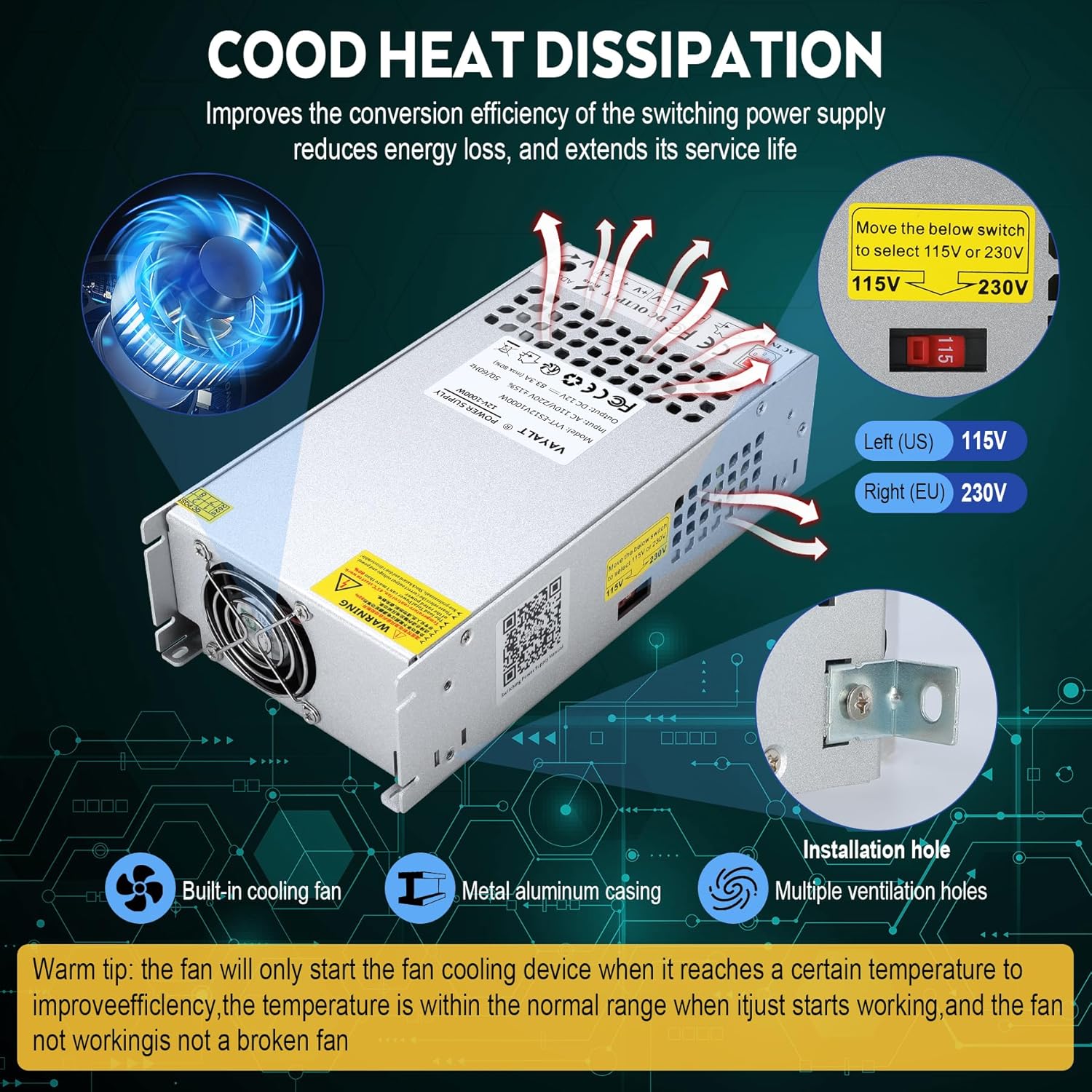 DC-12V 83.3A 1000W Switching Power Supply