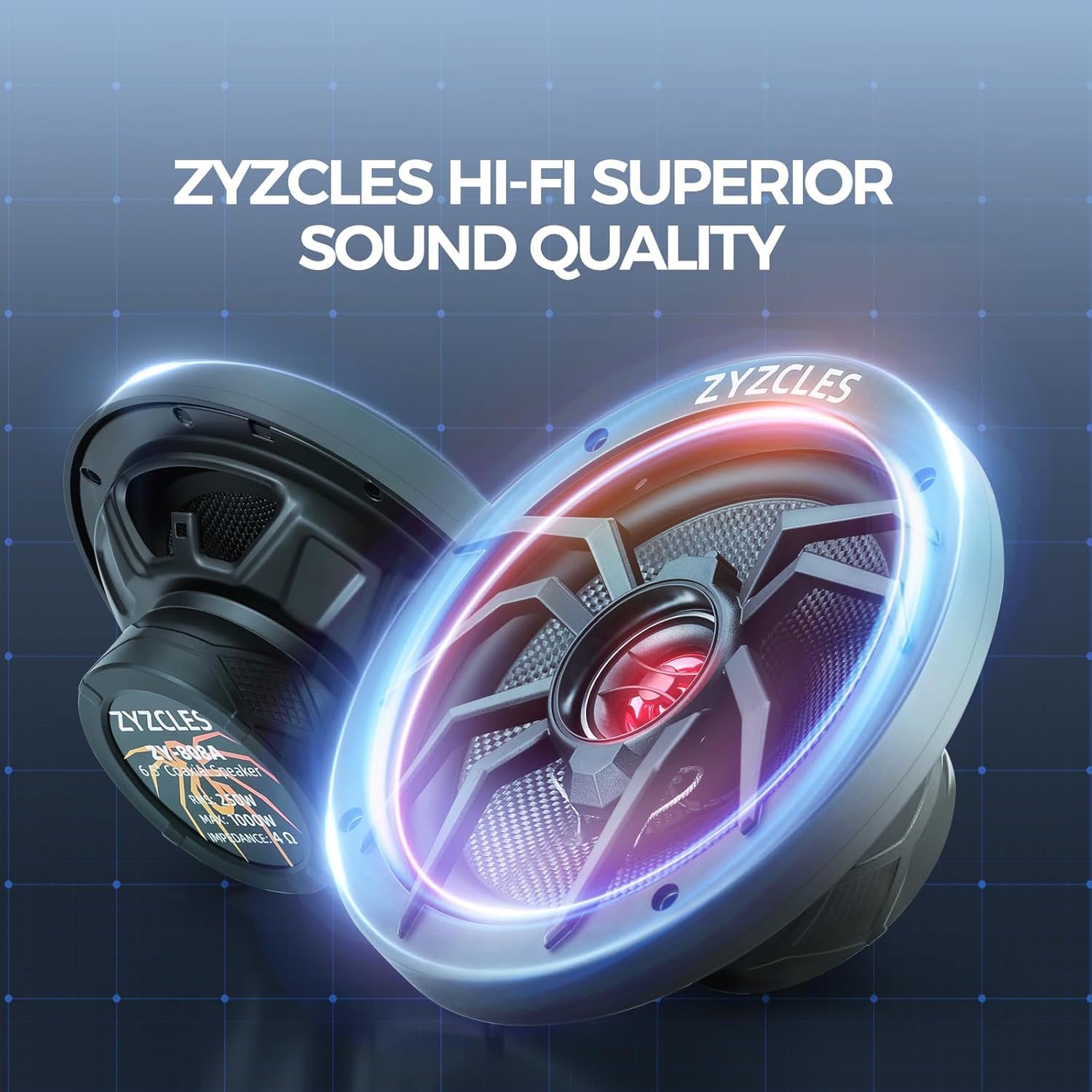 ZYZCLES 2026 6.5" HiFi Coaxial 1000W Max Power 250W RMS 4 Ohm Speakers