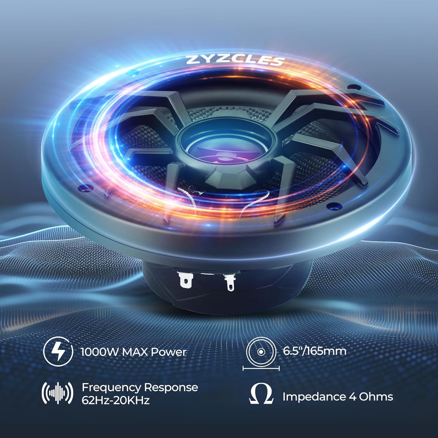 ZYZCLES 2026 6.5" HiFi Coaxial 1000W Max Power 250W RMS 4 Ohm Speakers
