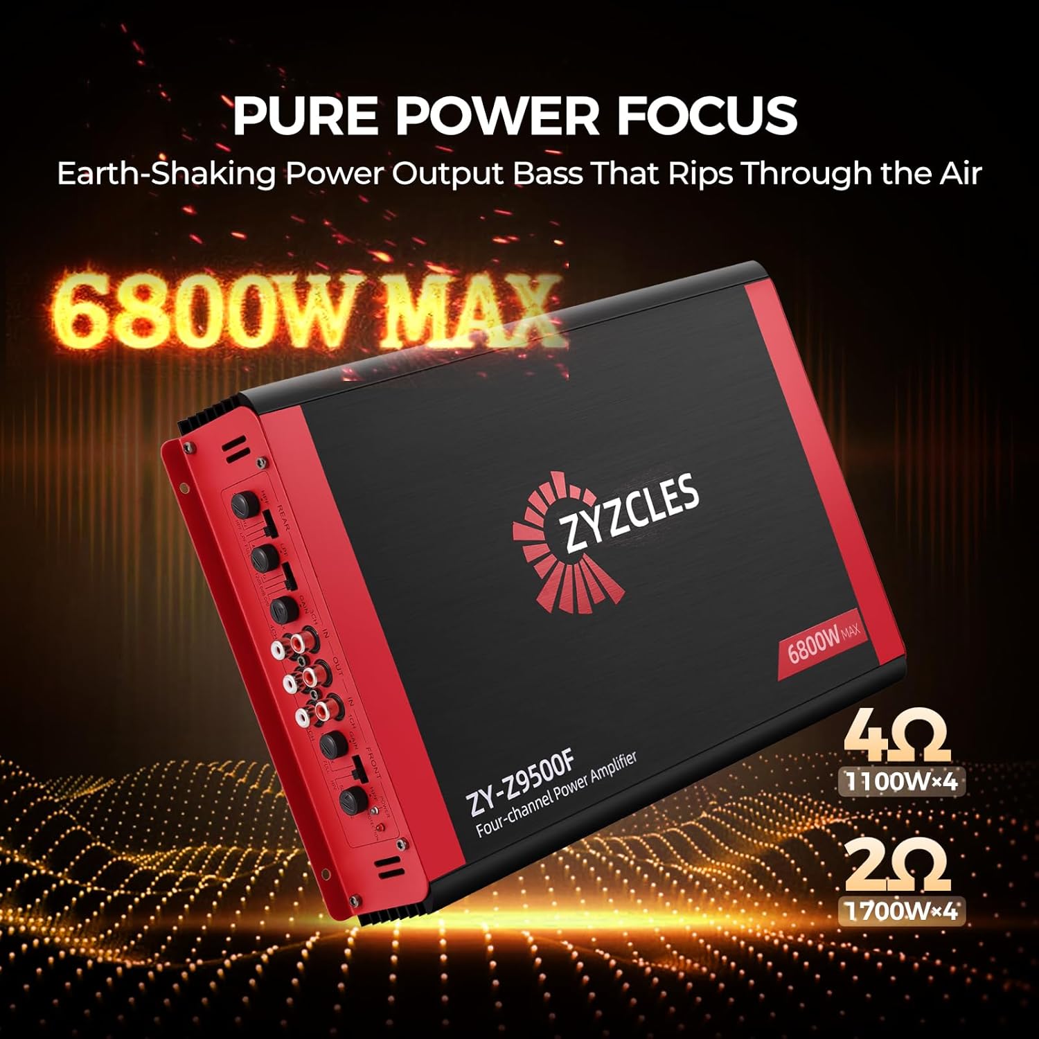 ZYZCLES 2026 4CH 6800W Max Power Class AB Car Amplifier