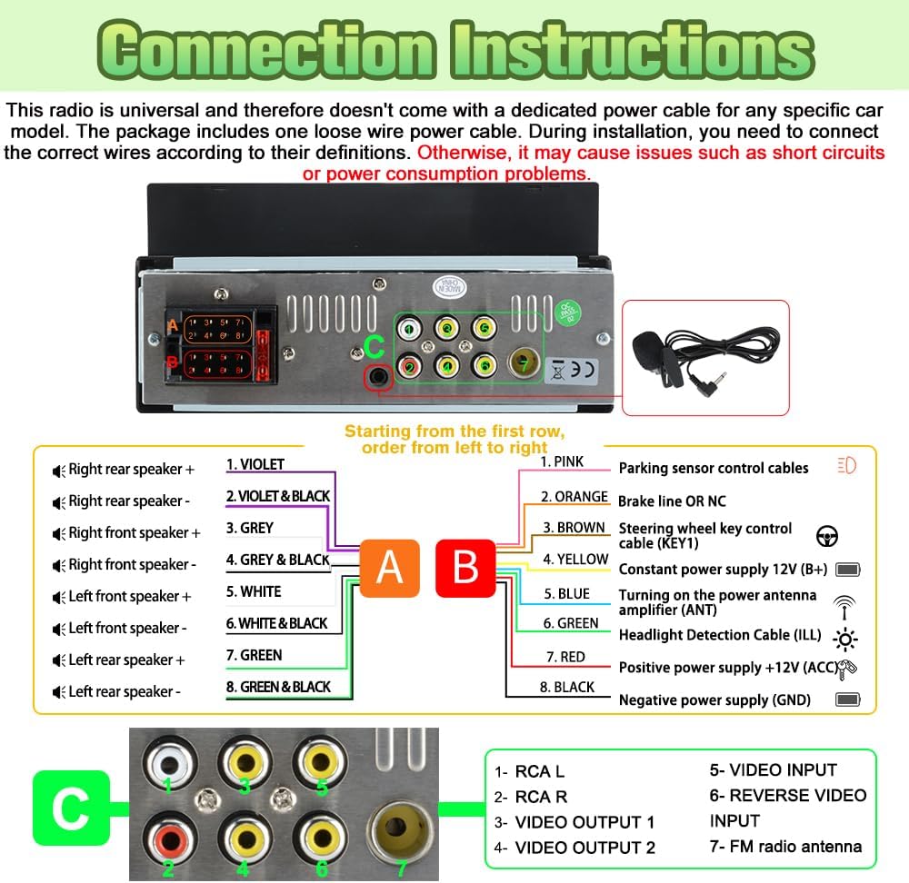 6.86" Single Din BT5.2 4x45W Touchscreen Radio with Wireless AC & AA