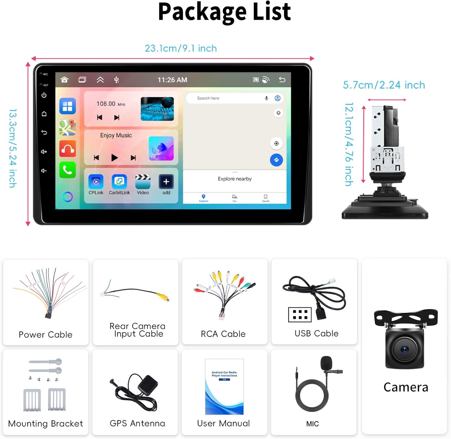 9" Single Din Octa Core Android 15 Deck with 4gbs Ram + 64gbs Storage and Backup Camera