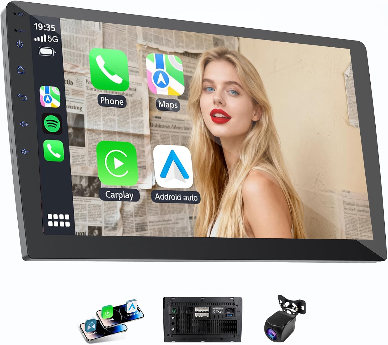 9" Double Din Octa Core Android 13 Deck with 4gbs Ram + 64gbs Storage, BT5.1, 4x50W and Backup Camera