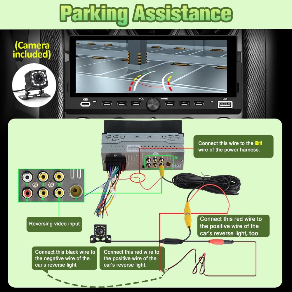6.86" Single Din BT5.2 4x45W Touchscreen Radio with Wireless AC & AA