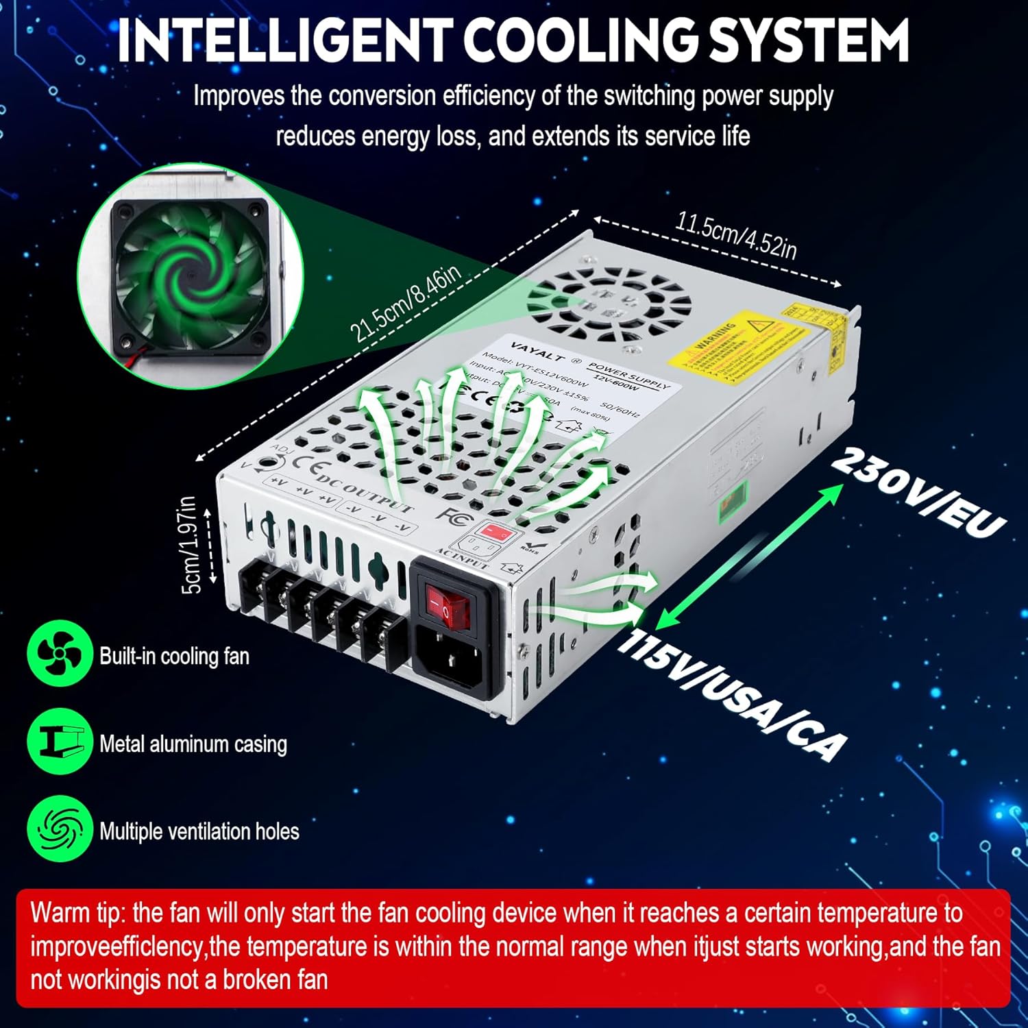 DC-12V 50A 600W Switching Power Supply