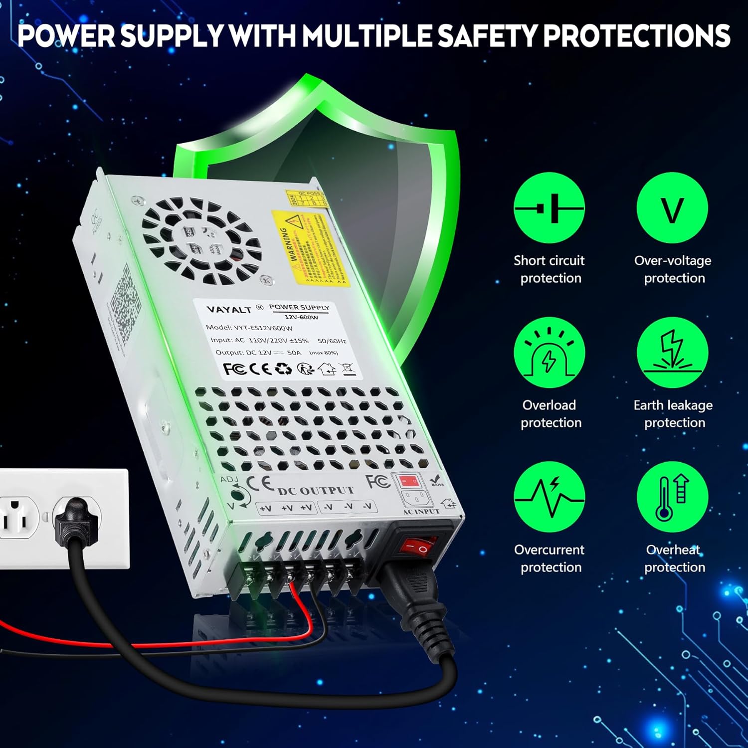 DC-12V 50A 600W Switching Power Supply