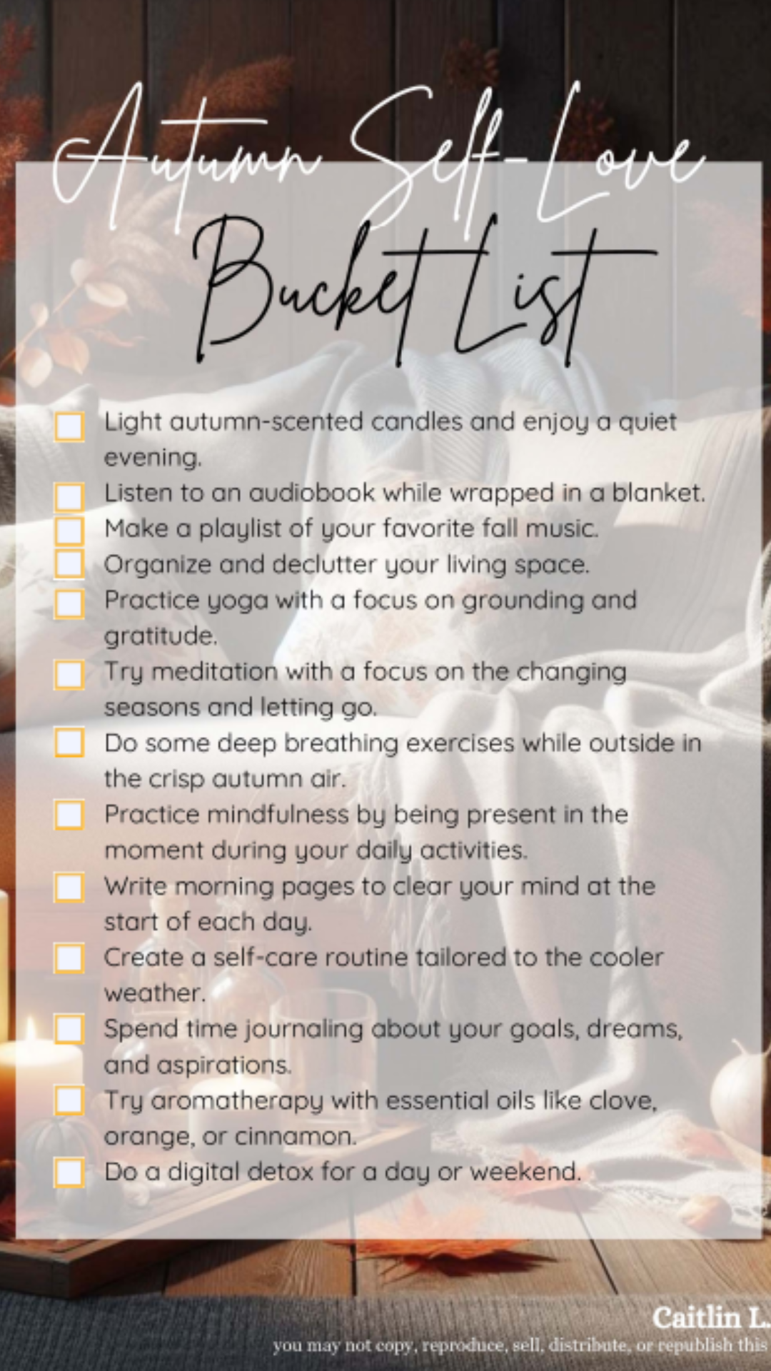 Autumn Self Love Bucket List