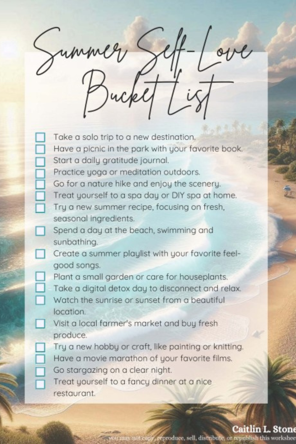 Summer Self-Love Bucket List