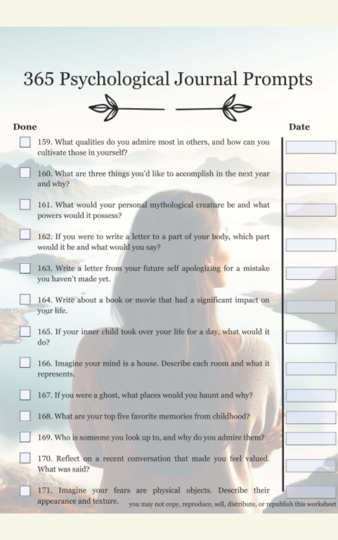 365 Psychological Journal Prompts for Self-Discovery and Self-Love
