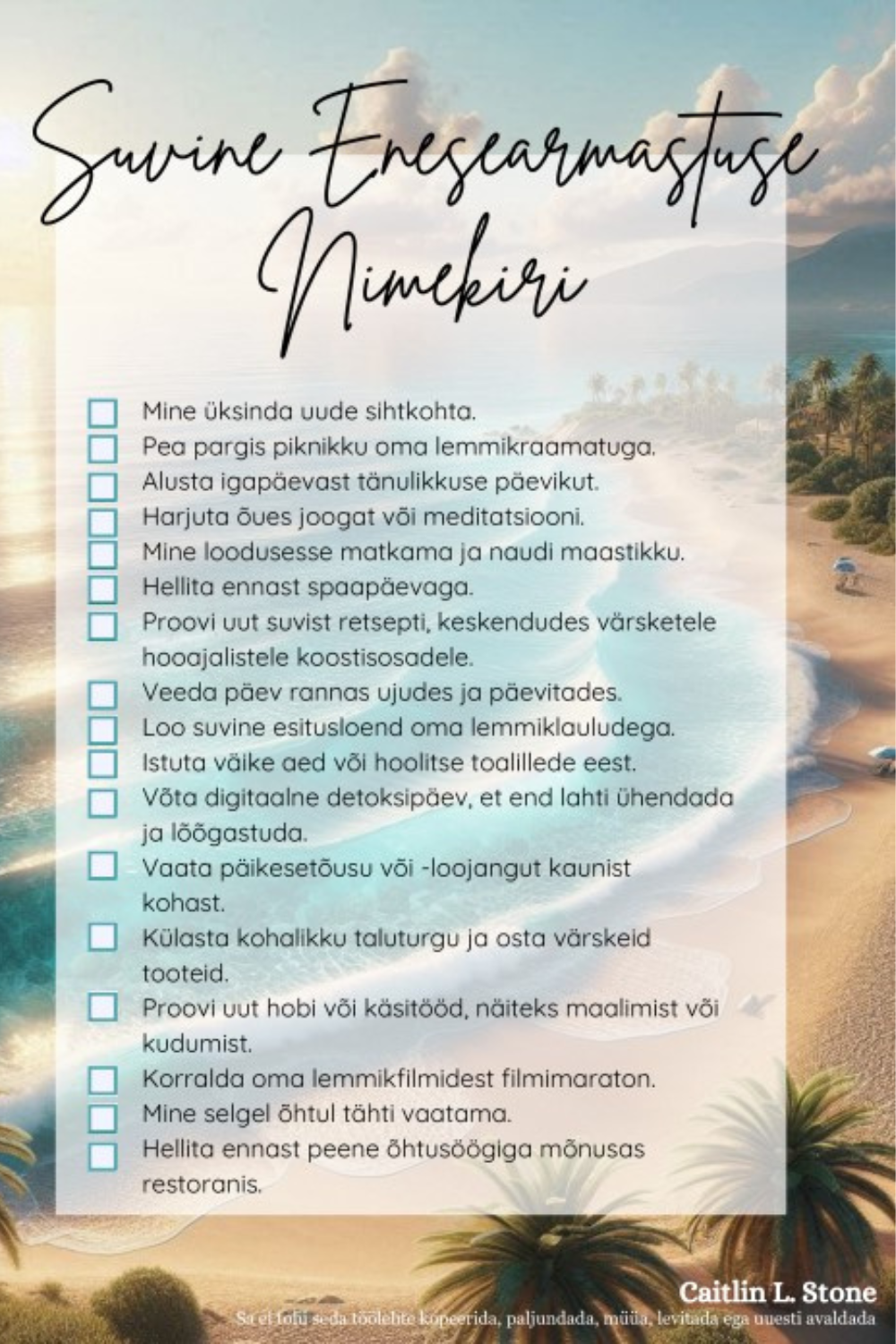 Suvine Ennast Armastavate Tegude Nimekiri