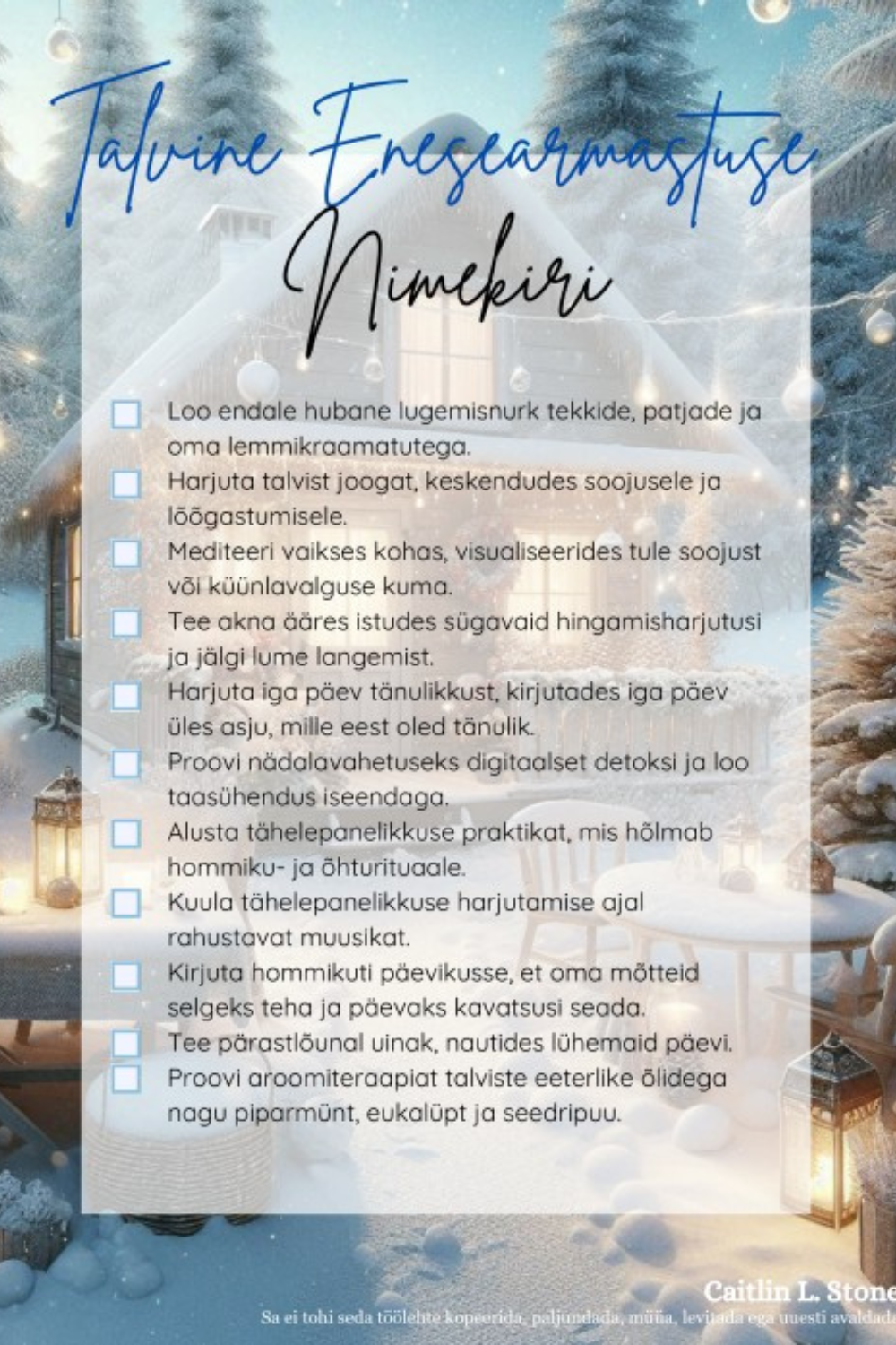 Talvine Ennast Armastavate Tegude Nimekiri