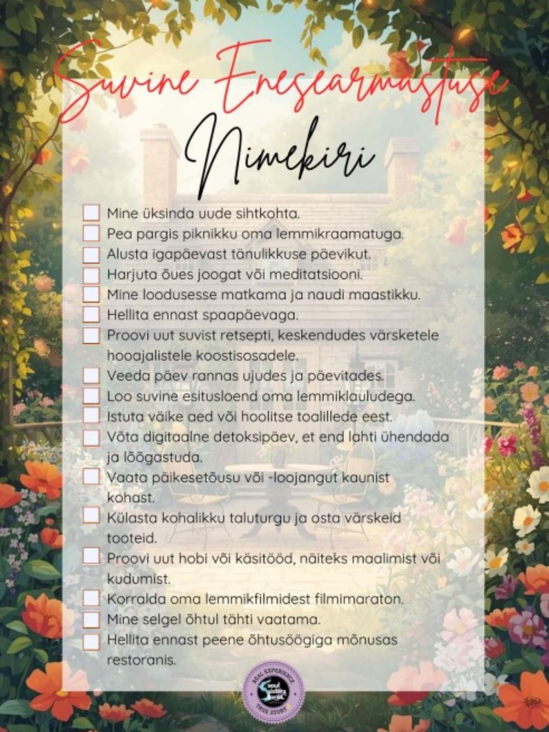 Suvine Ennast Armastavate Tegude Nimekiri