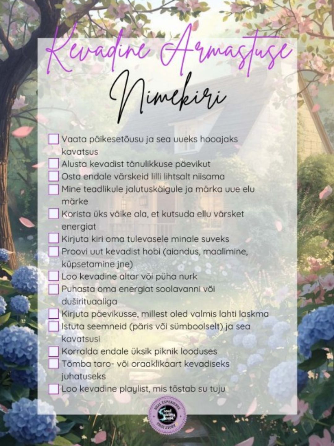 Kevadine Ennast Armastavate Tegude Nimekiri