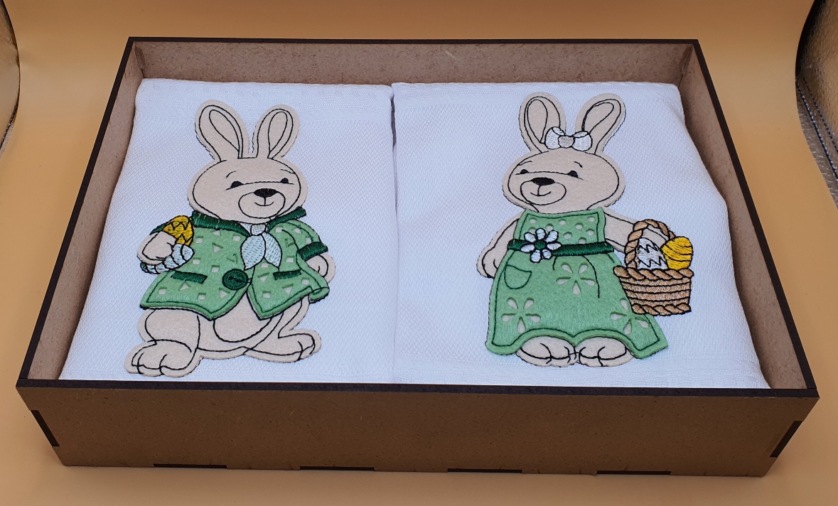 Panos de cozinha com Coelho de Páscoa