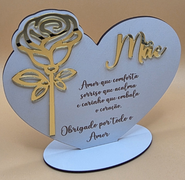 Placa Decorativa Mãe com Rosa