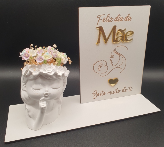 Vaso Decorativo com Placa para Mãe