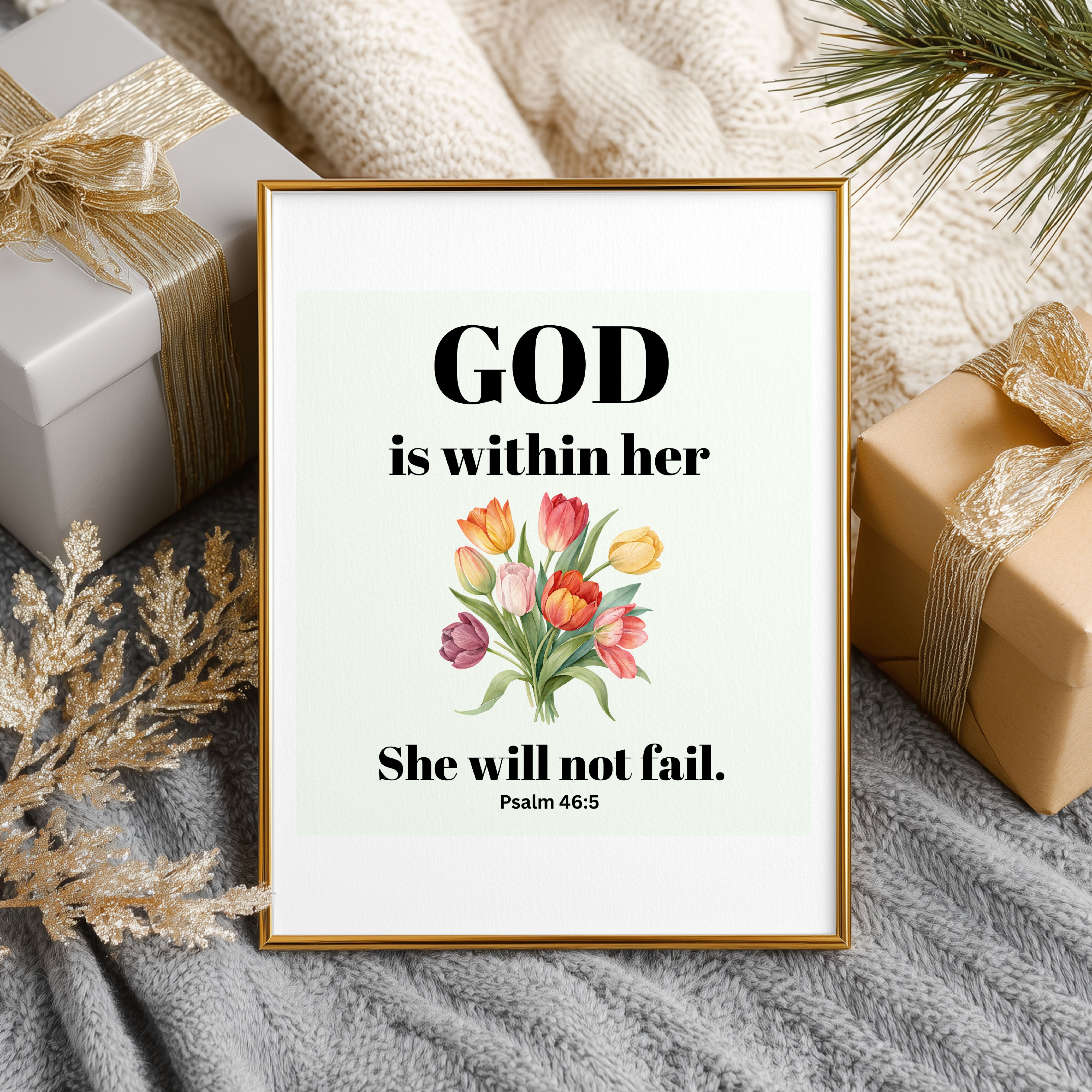 Free Wall Art | Psalm 46:5 God is within her, she will not fail. 