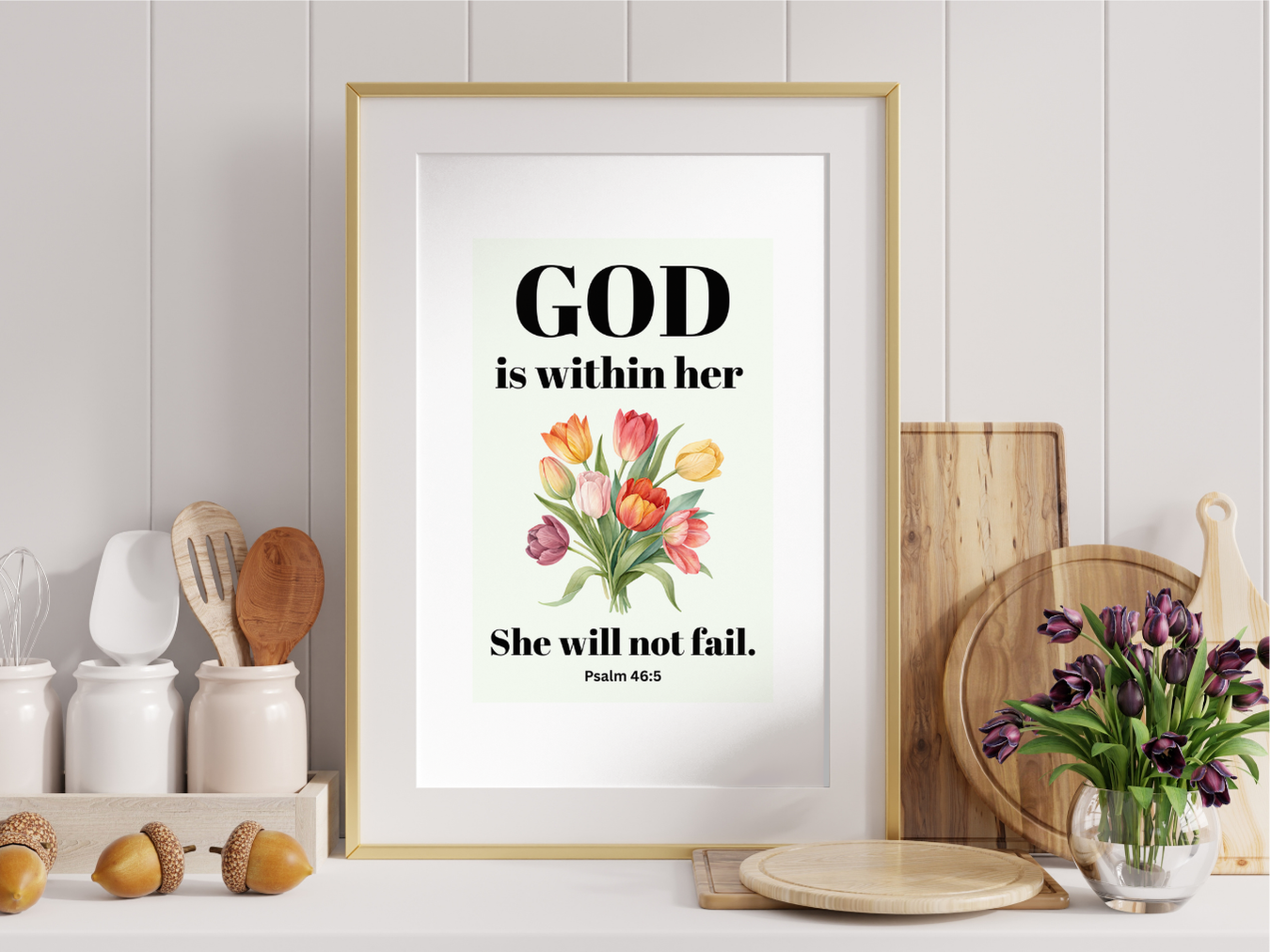 Free Wall Art | Psalm 46:5 God is within her, she will not fail. 