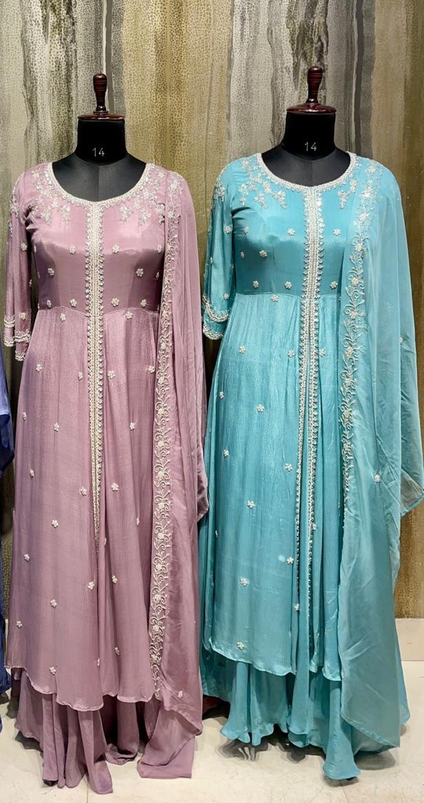 Elegant Chinon Layered Gowns