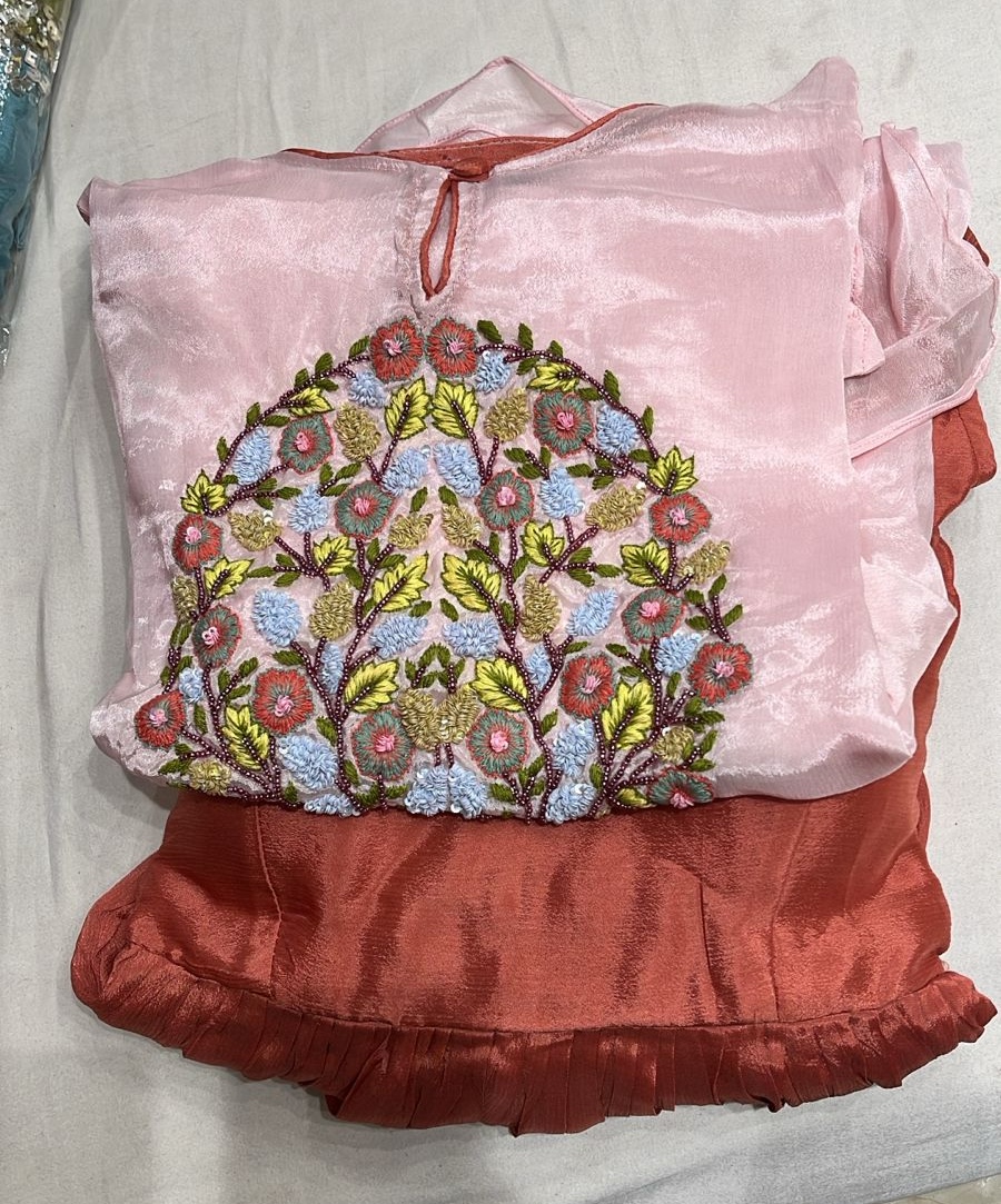 Embroidered Double Layered Chinon Suits