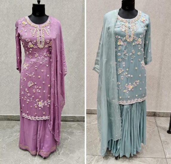 Full Hand-Work Embroidered Top with Sharara Pants