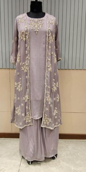 Chinon Embroidered Long Tops with Palazzo Pants