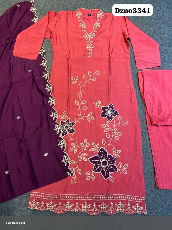 Roman Silk Embroidered Kurta Set