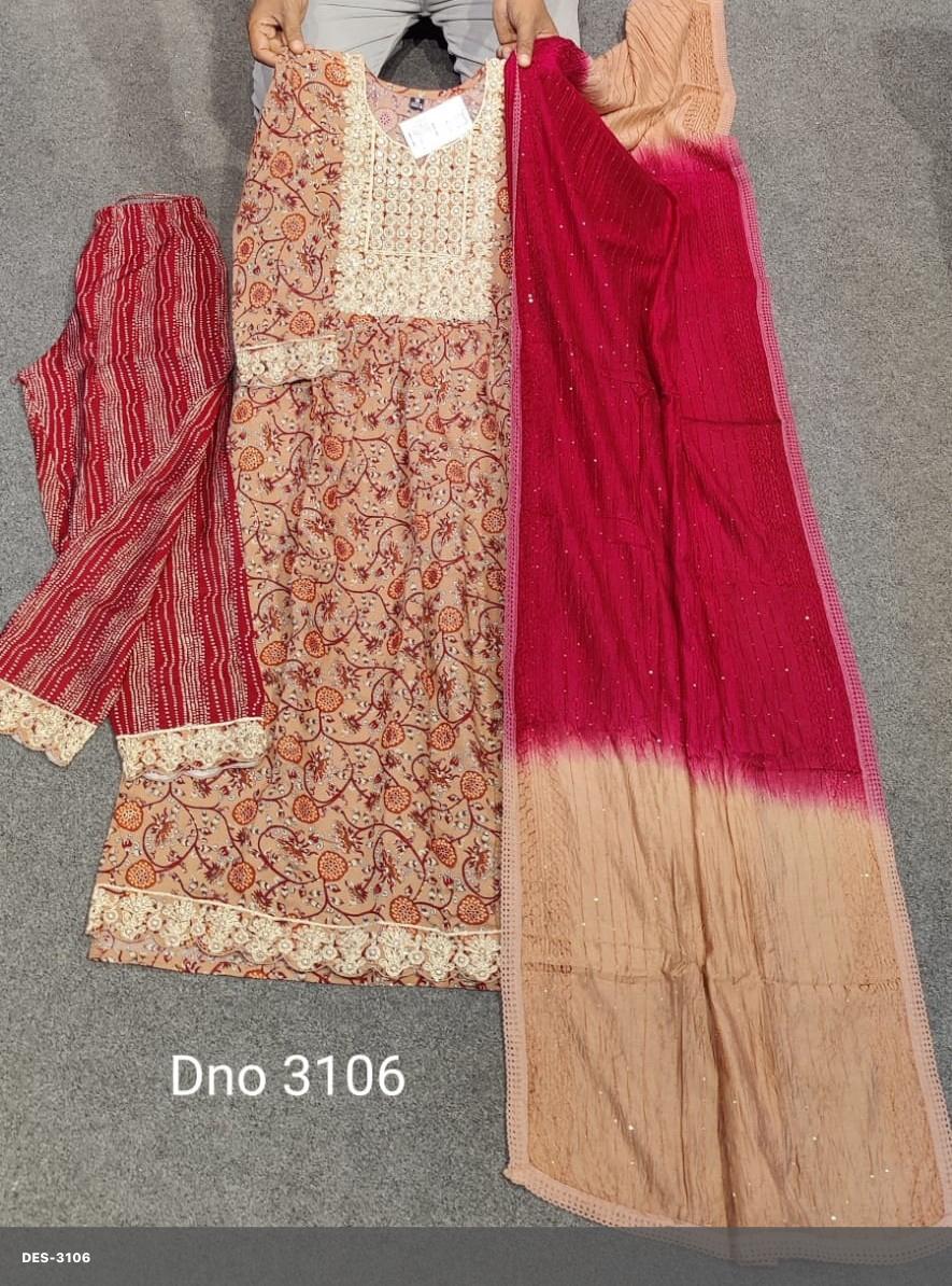 Embroidered Muslin Silk Long Dress