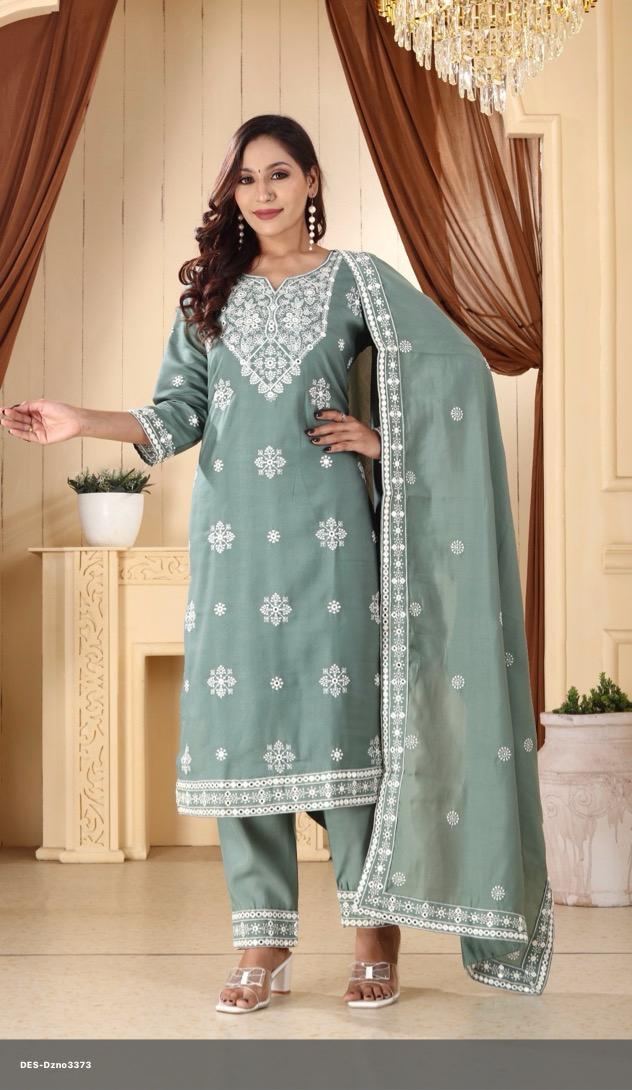 Embroidered Roman Silk Salwar Kameez