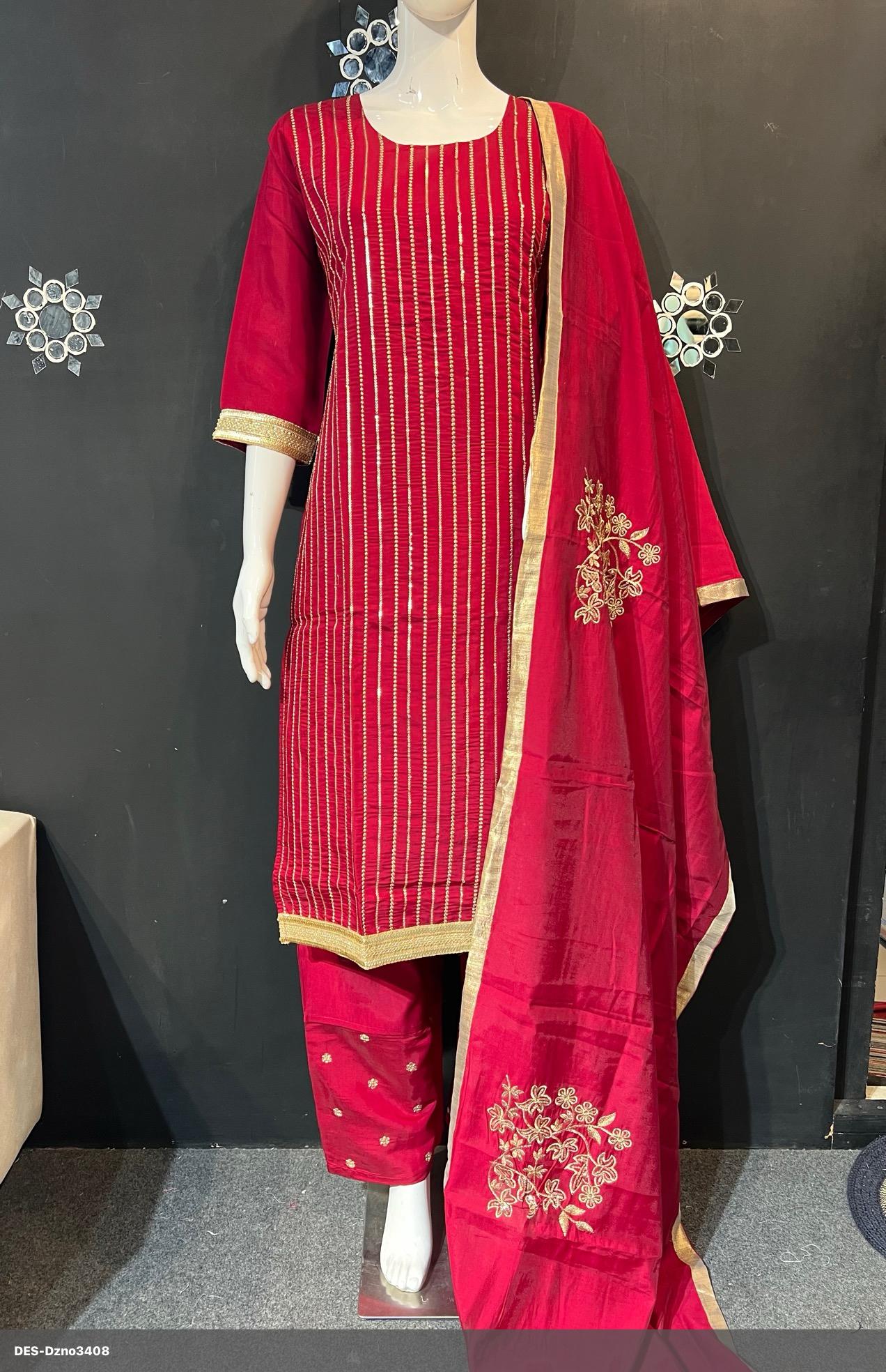 Traditional Red Embroidered Salwar Kameez