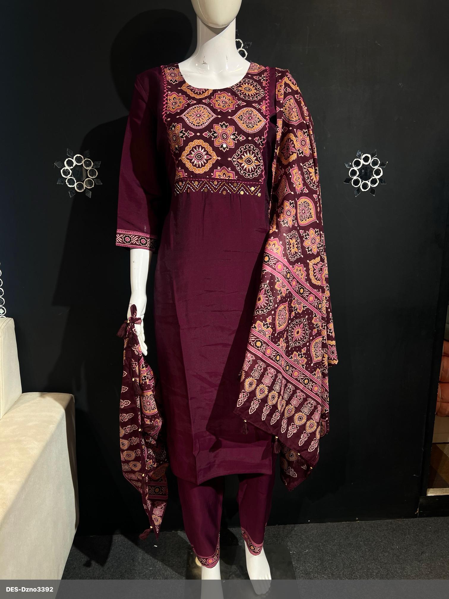 Traditional Roman Silk Maroon Dress