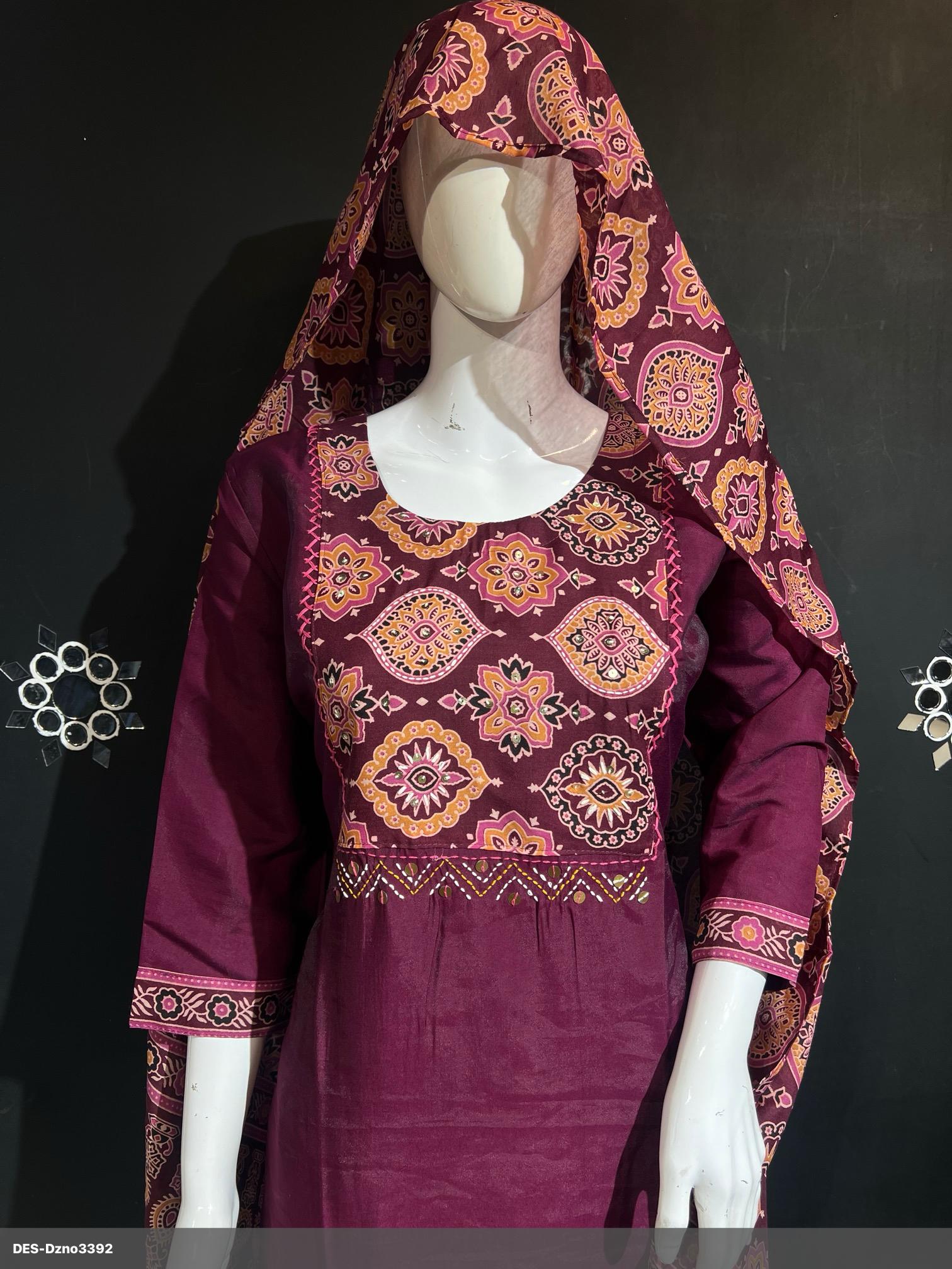Traditional Roman Silk Maroon Dress