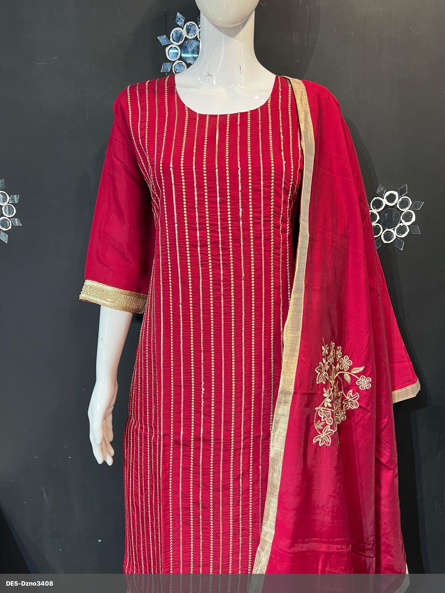 Traditional Red Embroidered Salwar Kameez