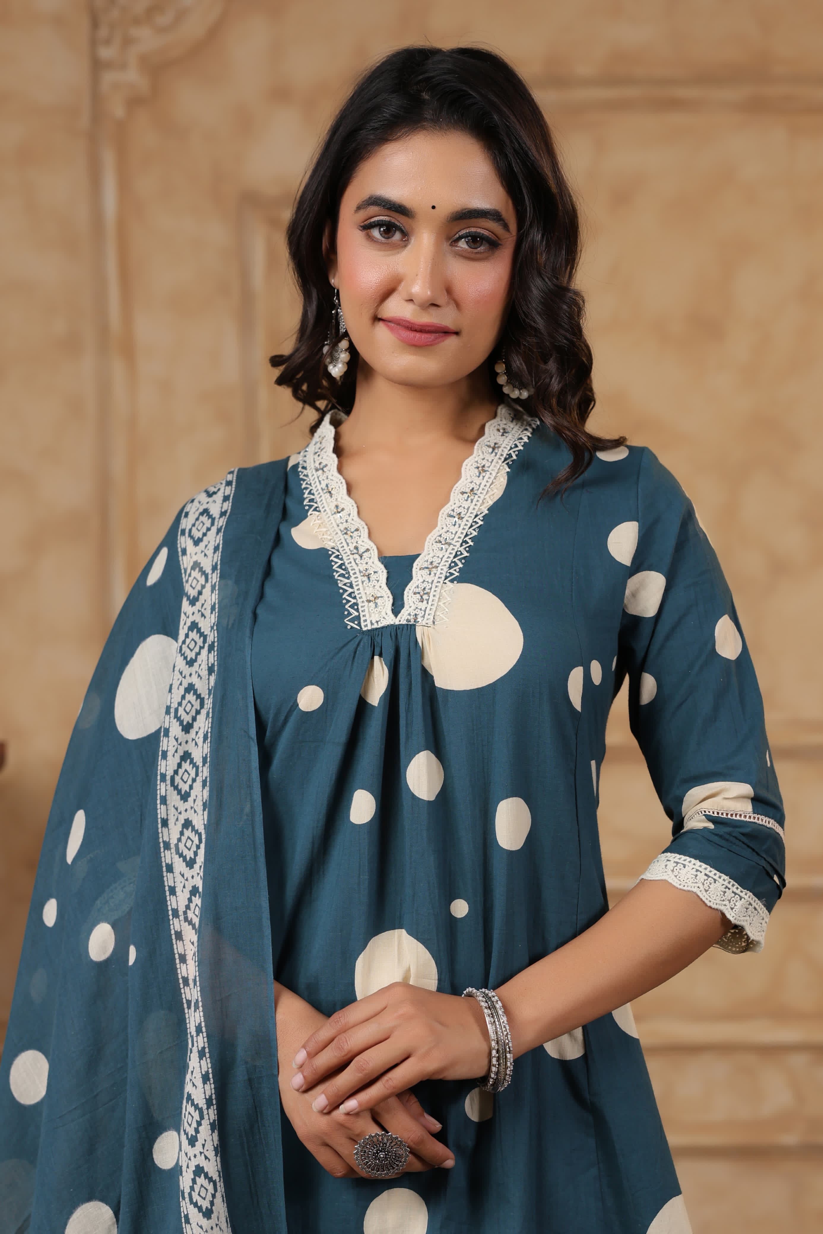 Pink Polka Dot Cotton Suit Set