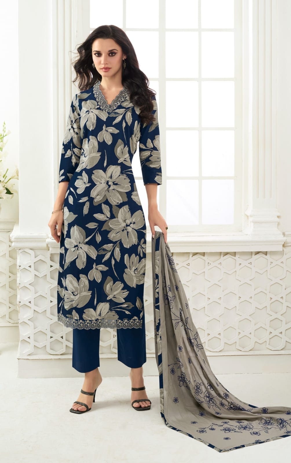 Digital Print Cotton 3-Piece Suit