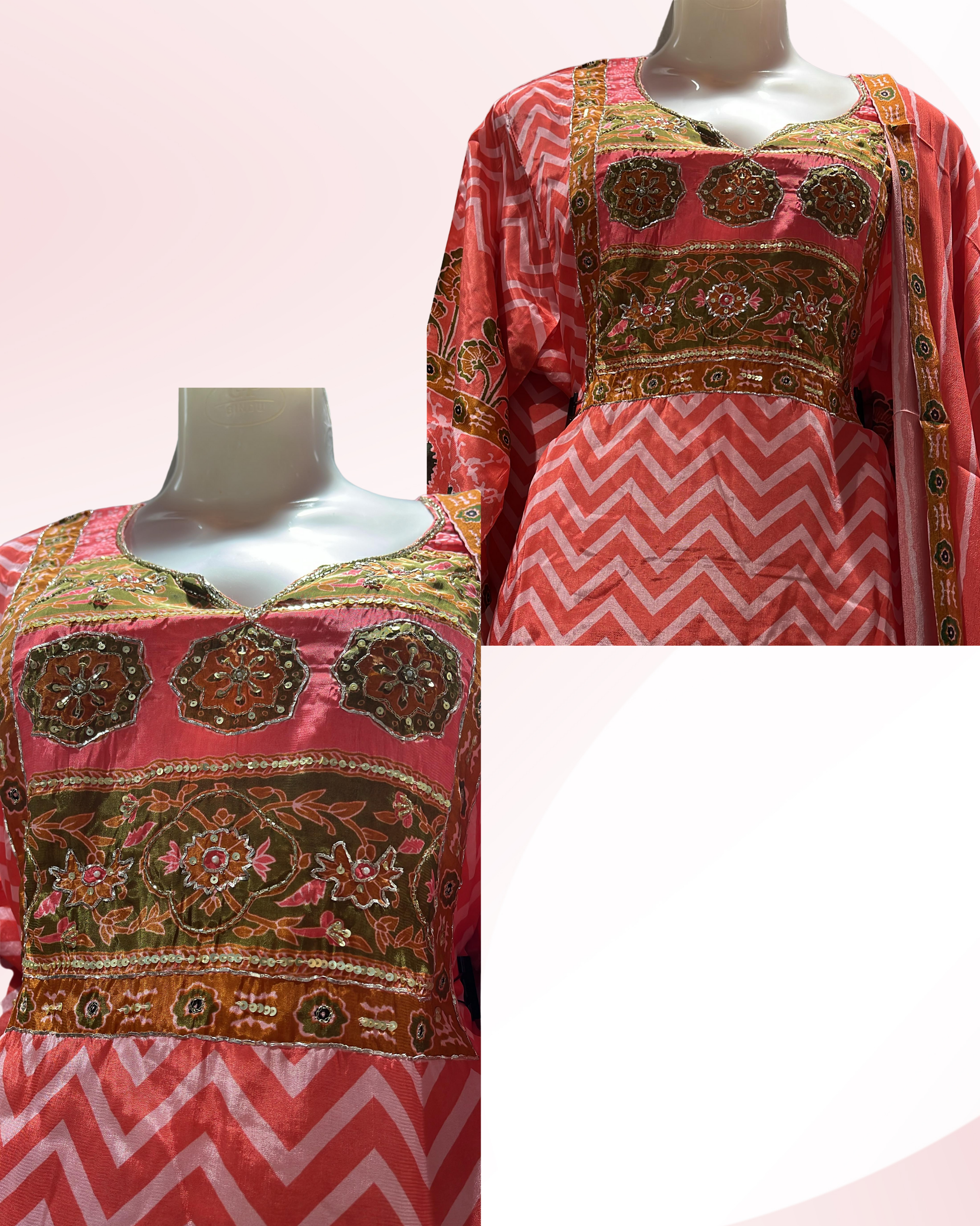 Digital Print Crepe Silk Top with Embroidered Neck