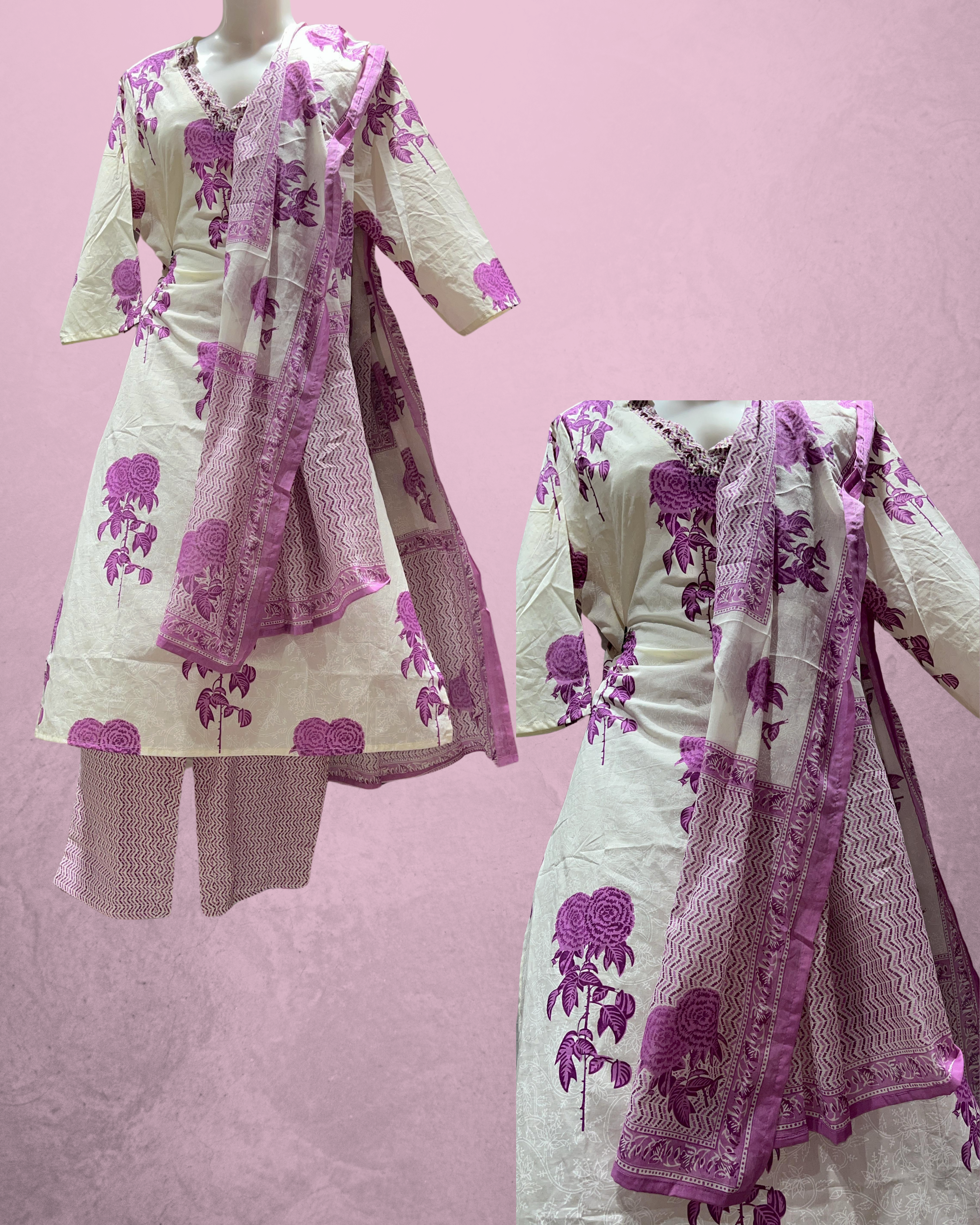 Elegant Floral Print Kurta Set