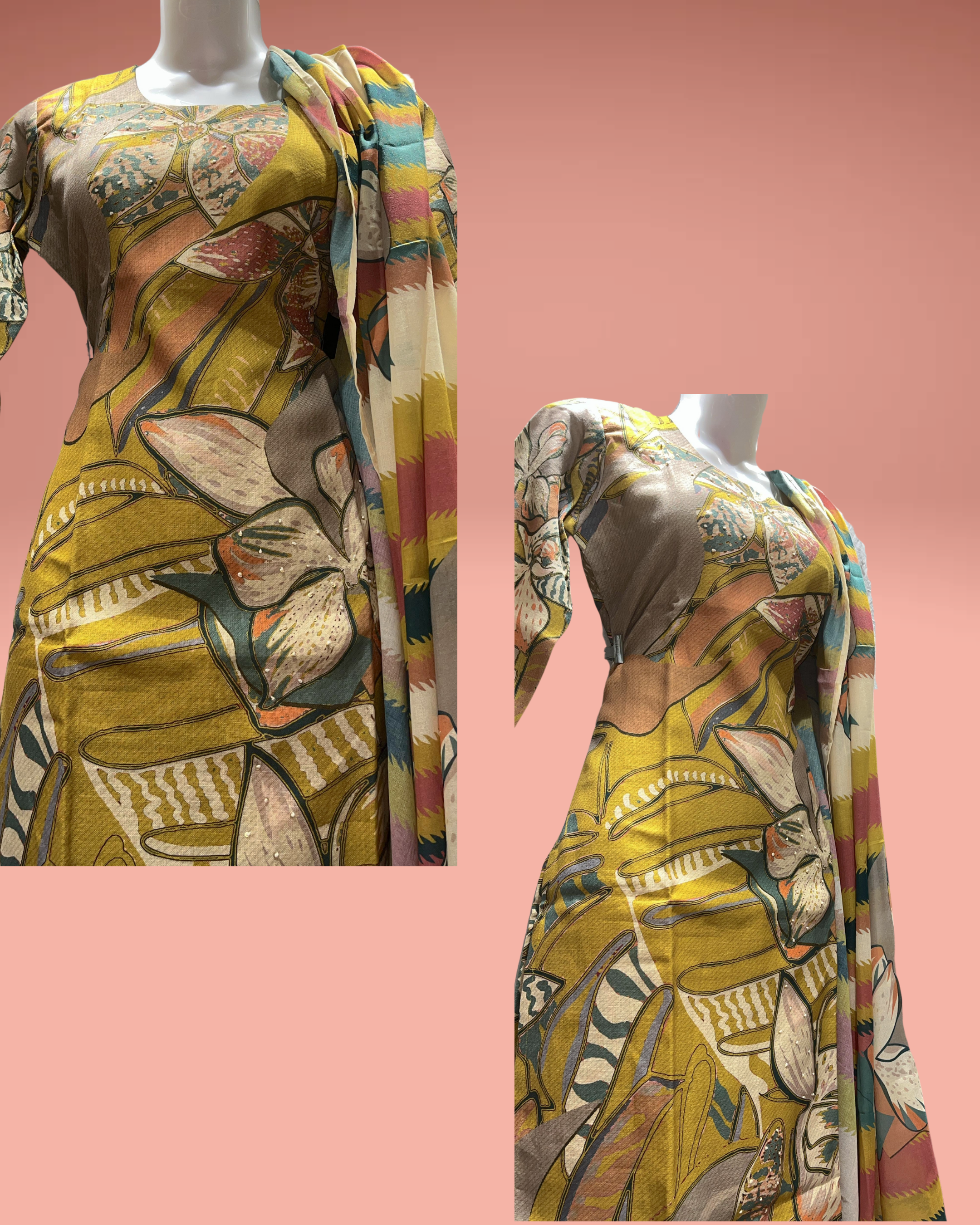 Pure Linen Floral Patterned Dress 