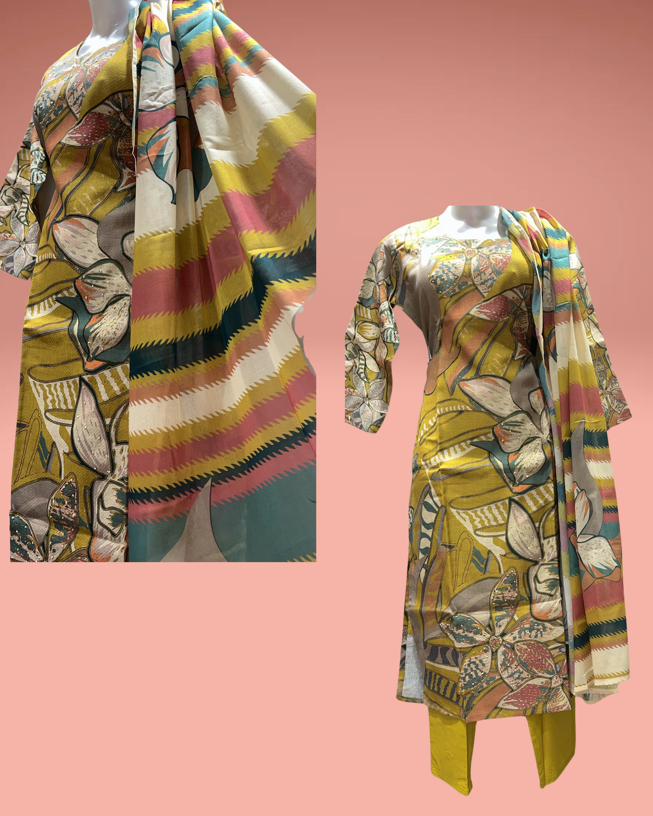 Pure Linen Floral Patterned Dress 