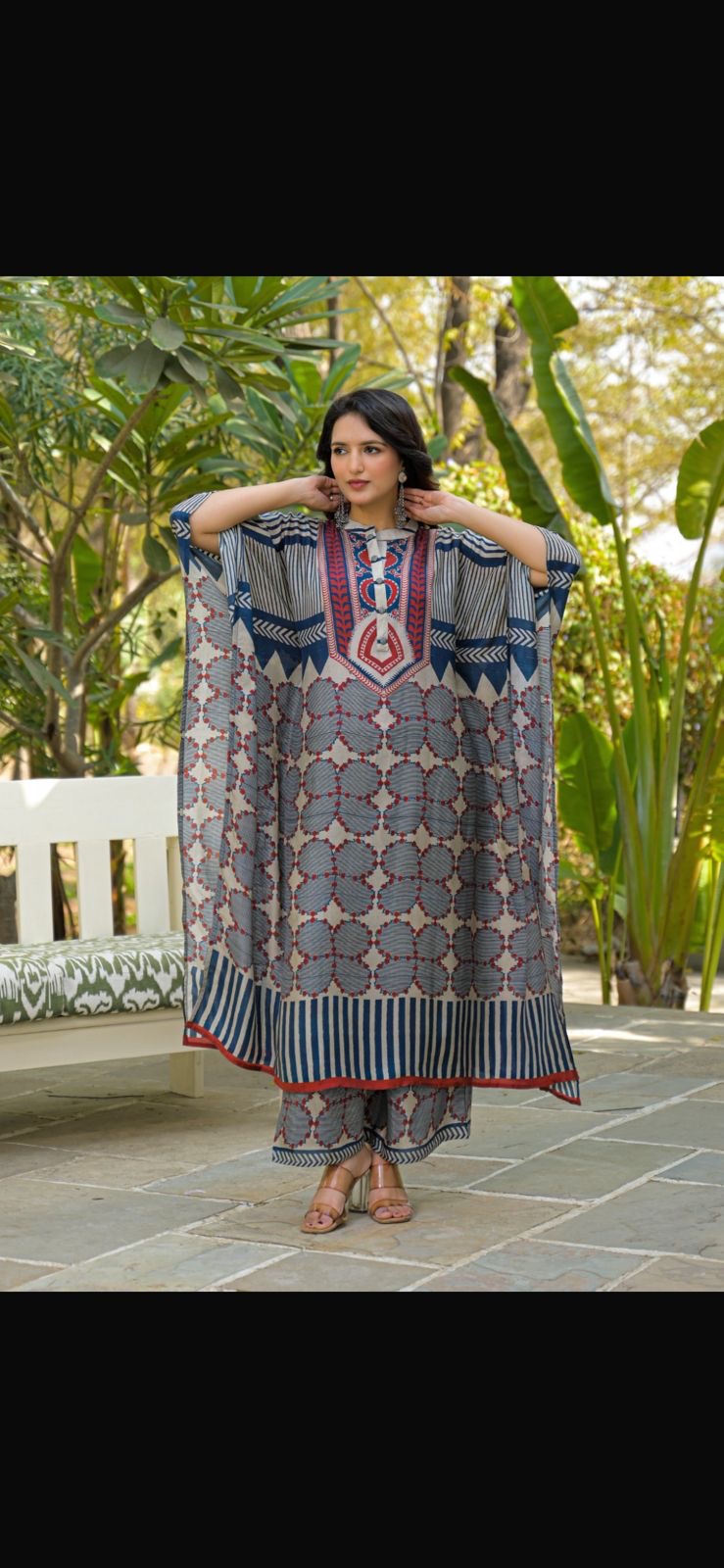 Pure Maslin Printed Kaftan Set