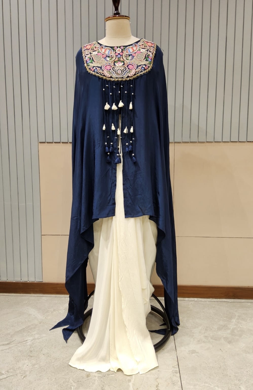 Blue Cape Style Zardosi Embroidered Dress