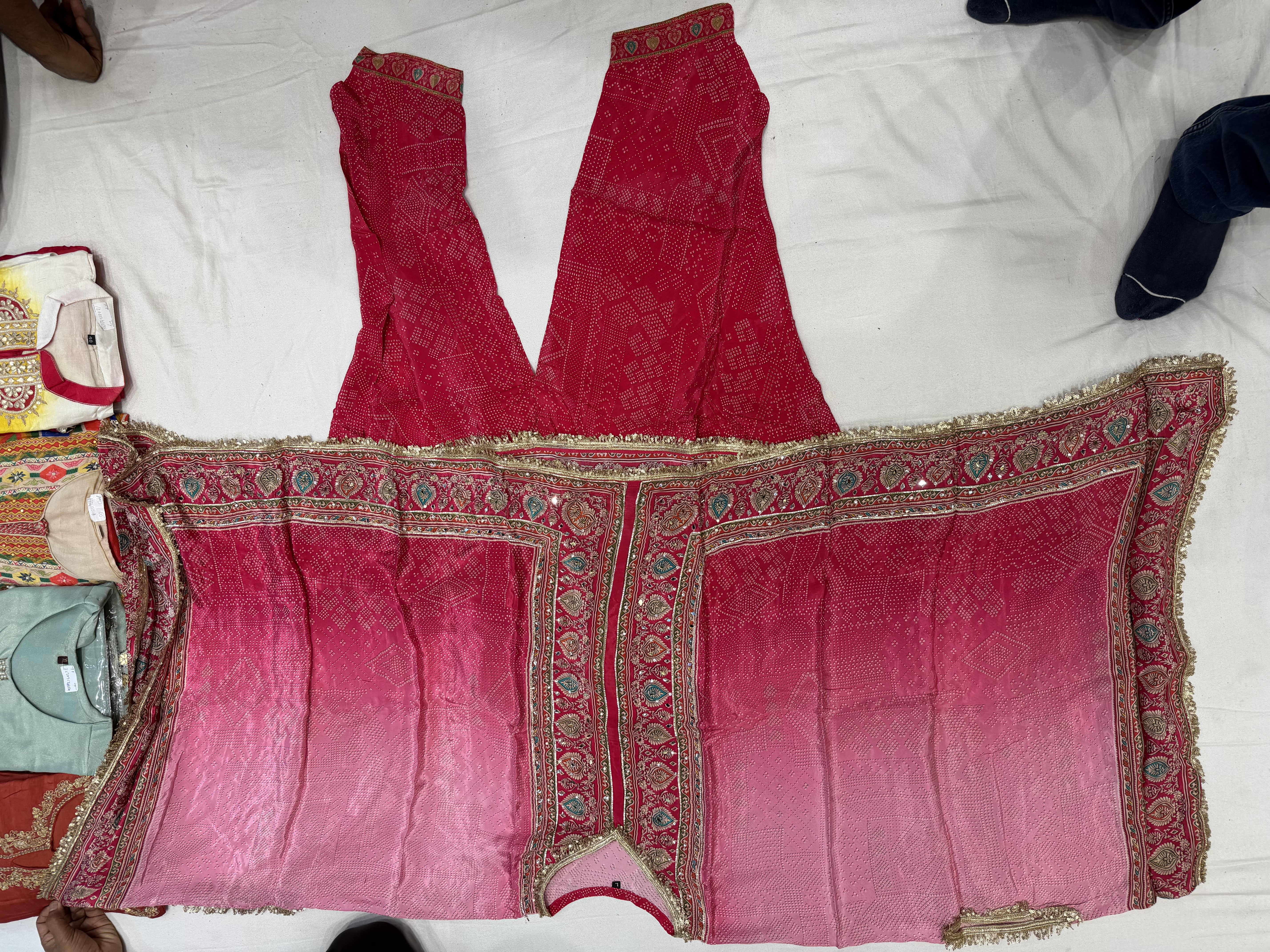Pink Embroidered Kaftan with Dhoti Pants