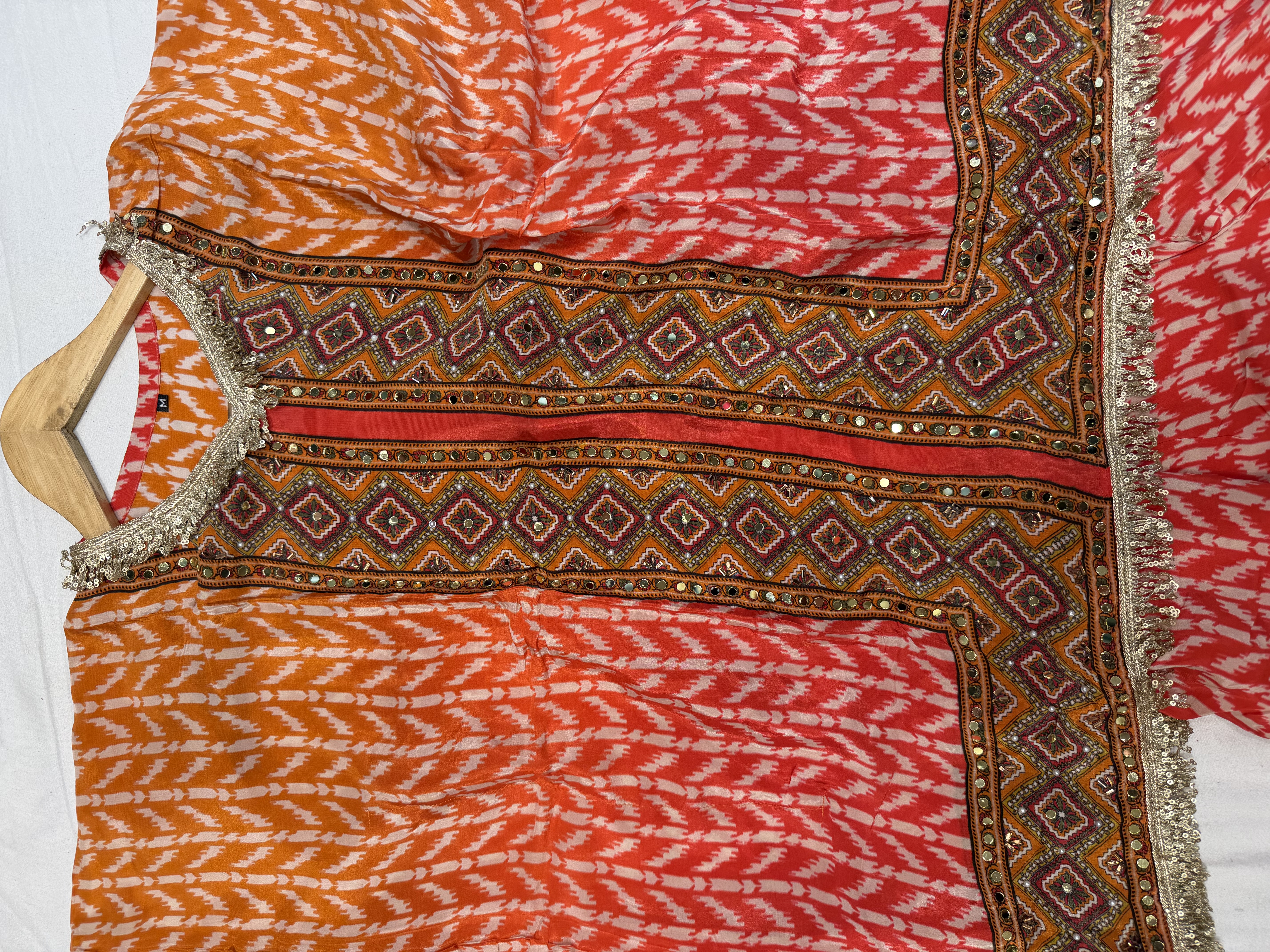 Designer Orange Printed Dhoti Kaftan Set